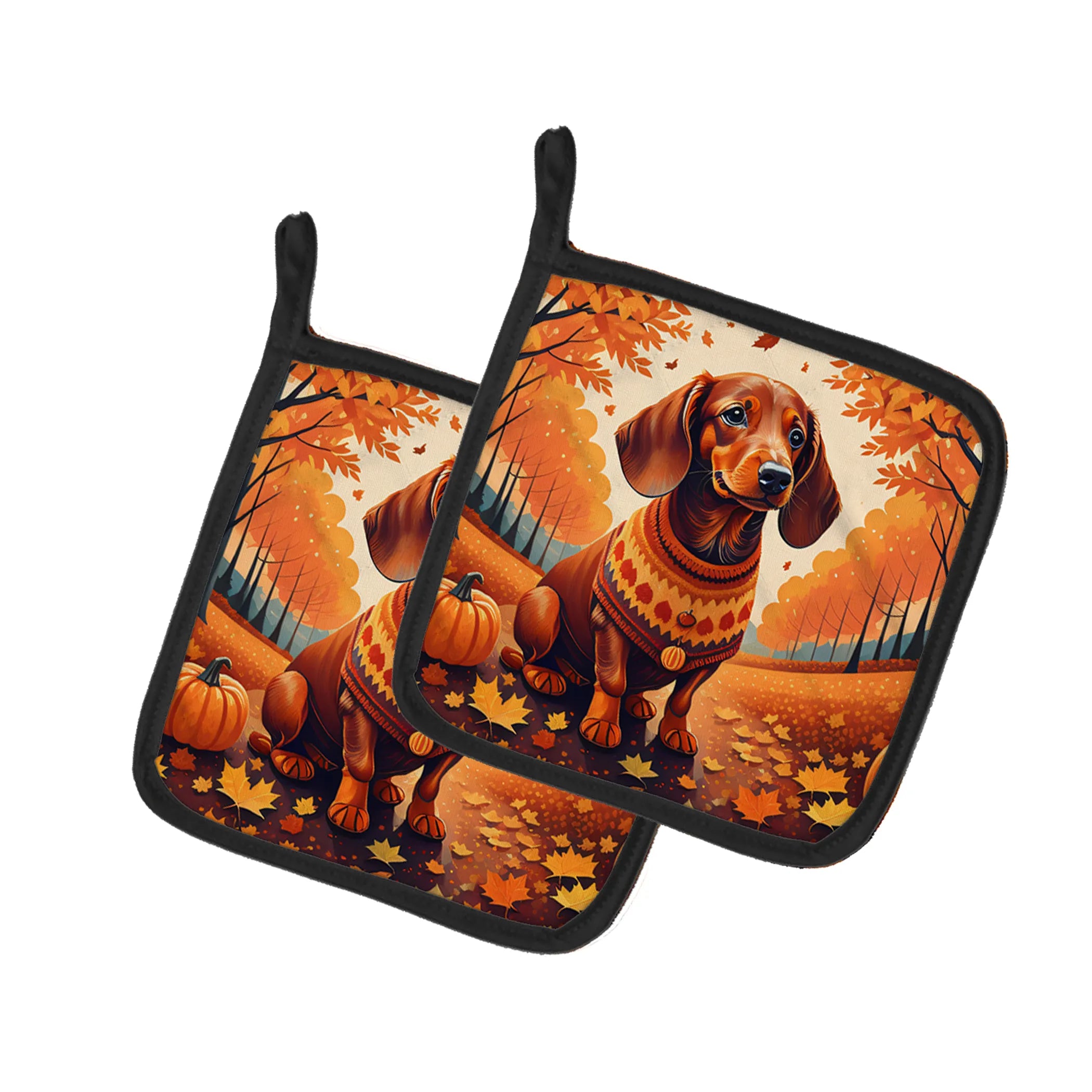 Autumn Leaves Pair of Pot Holders - Size: 7.5HX7.5W | Pack Of: 1 | Collection name: Autumn leaves