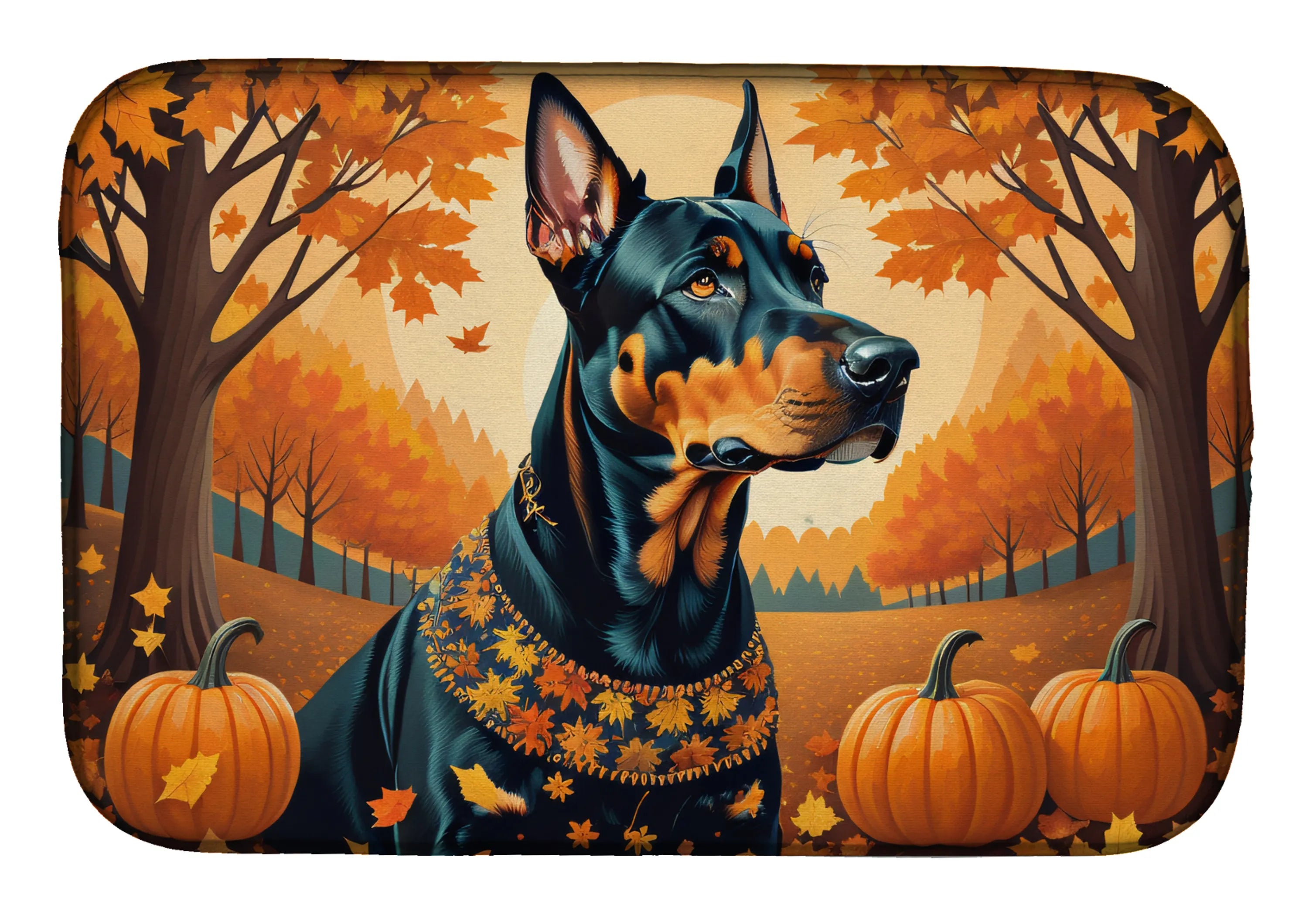 Autumn Leaves Dish Drying Mat - Size: 14  X 21" | Pack Of: 1 | Collection name: Autumn leaves