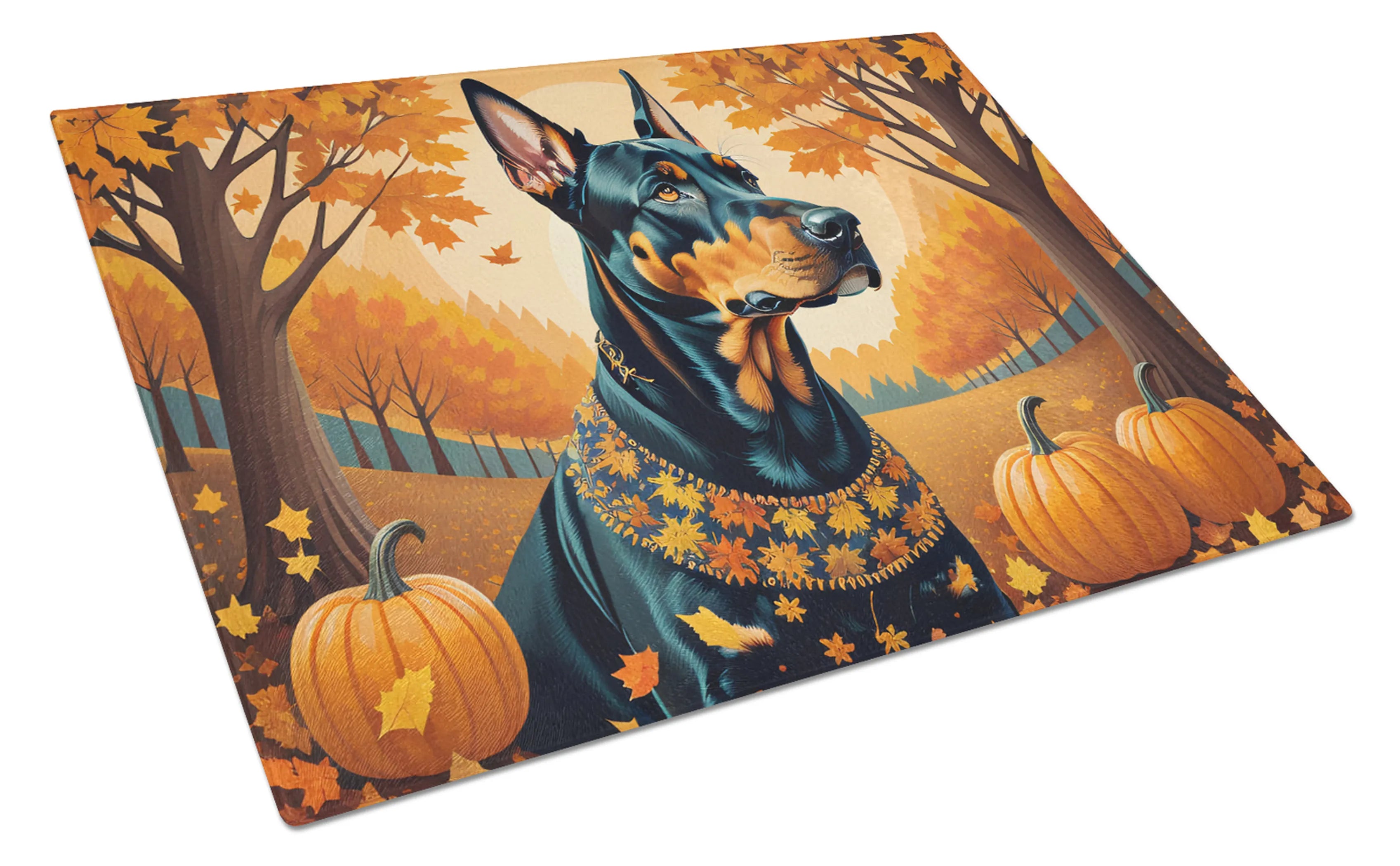 Autumn Leaves Glass Cutting Board - Size: LARGE | Pack Of: 1 | Collection name: Autumn leaves