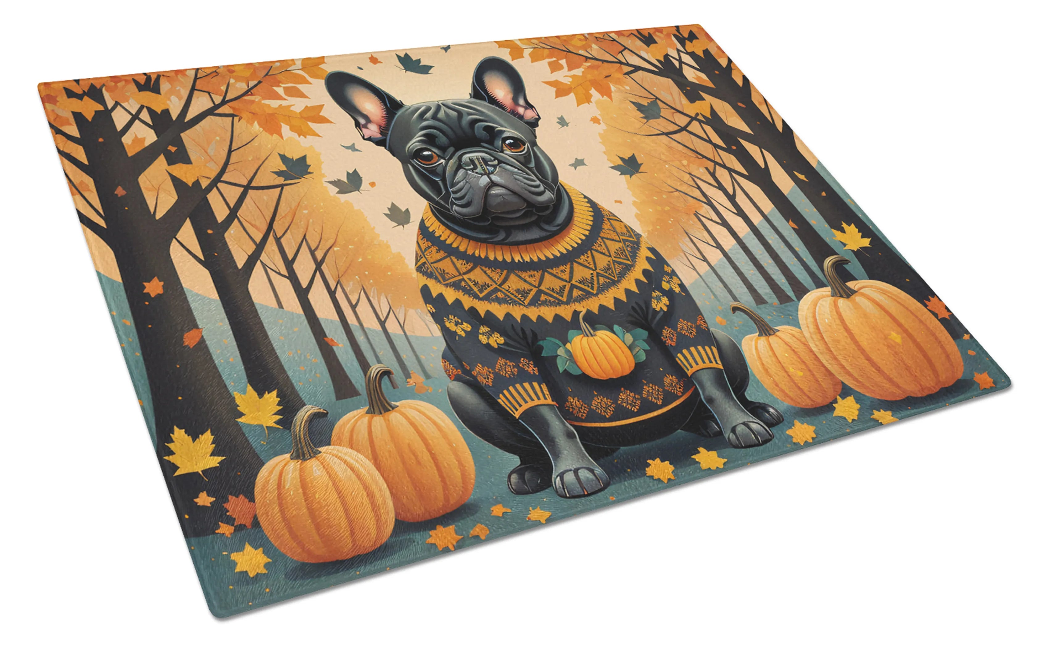 Autumn Leaves Glass Cutting Board - Size: LARGE | Pack Of: 1 | Collection name: Autumn leaves