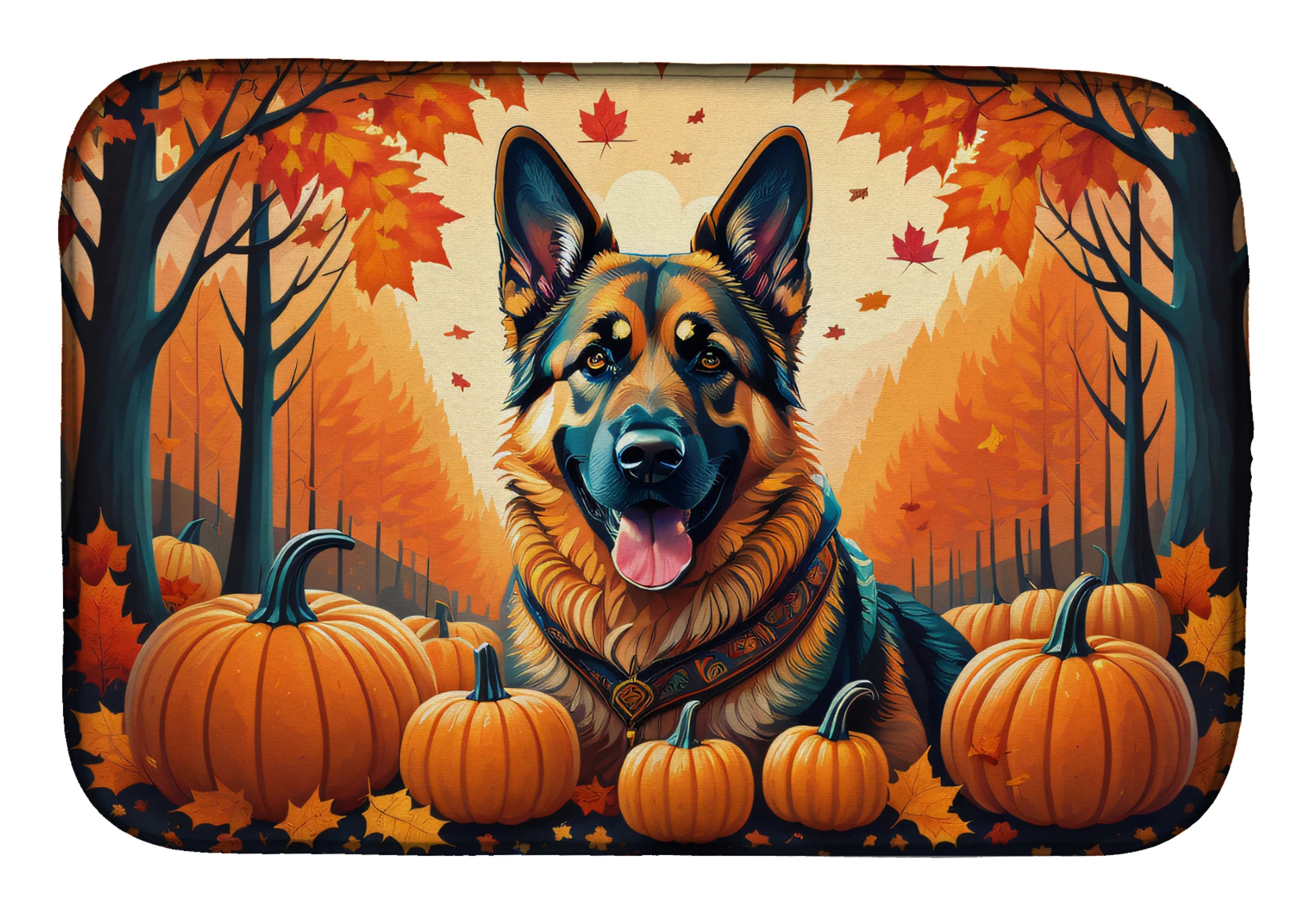 Autumn Leaves Dish Drying Mat - Size: 14  X 21" | Pack Of: 1 | Collection name: Autumn leaves