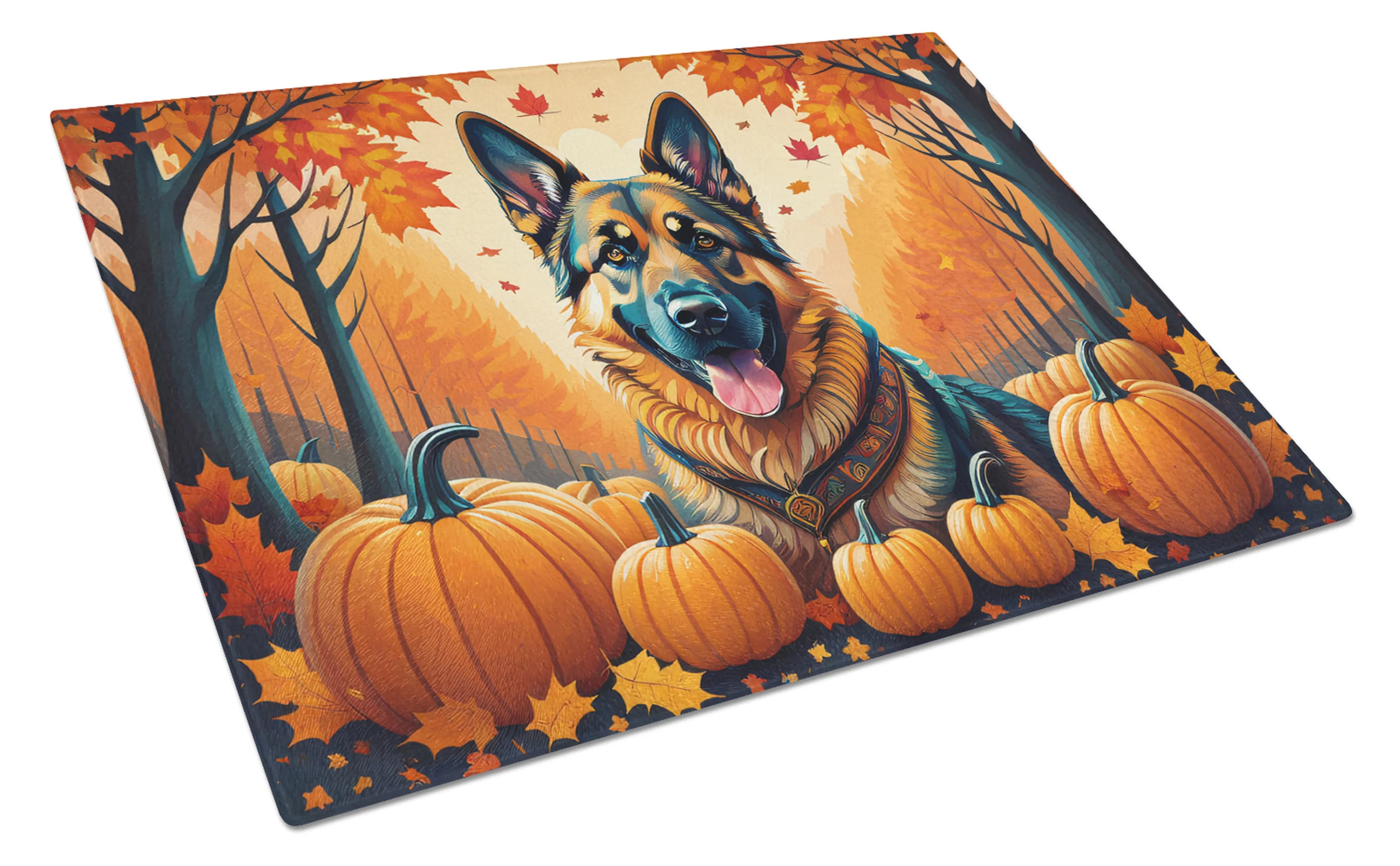 Autumn Leaves Glass Cutting Board - Size: LARGE | Pack Of: 1 | Collection name: Autumn leaves