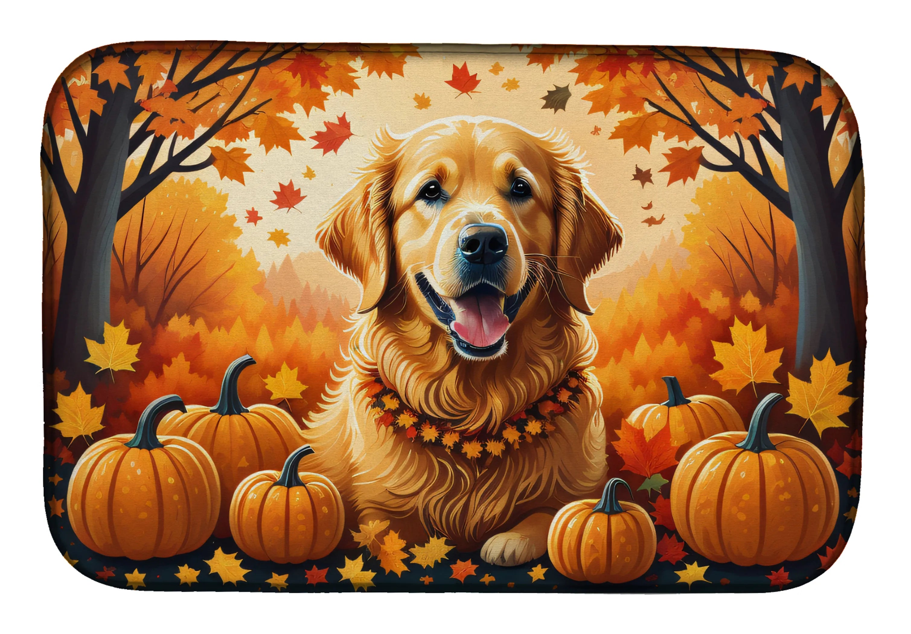 Autumn Leaves Dish Drying Mat - Size: 14  X 21" | Pack Of: 1 | Collection name: Autumn leaves
