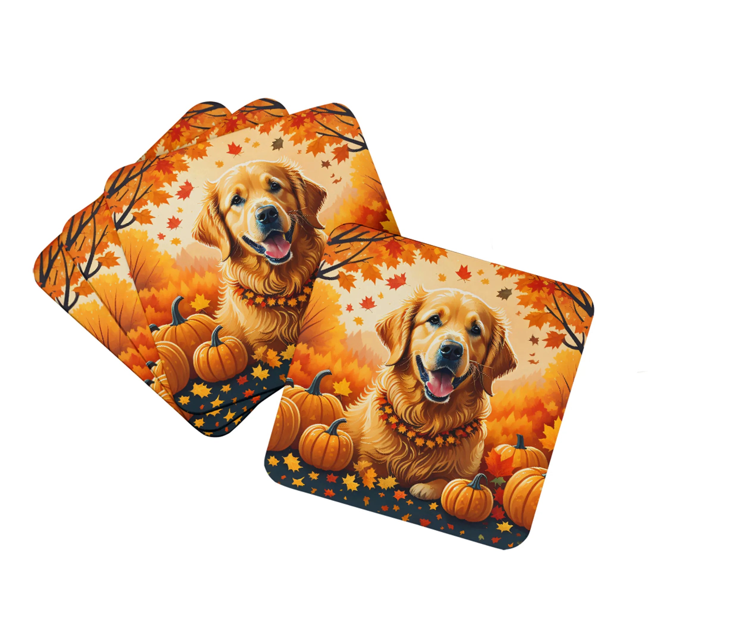 Autumn Leaves Foam Coasters - Size: 3.5 | Pack Of: 1 | Collection name: Autumn leaves