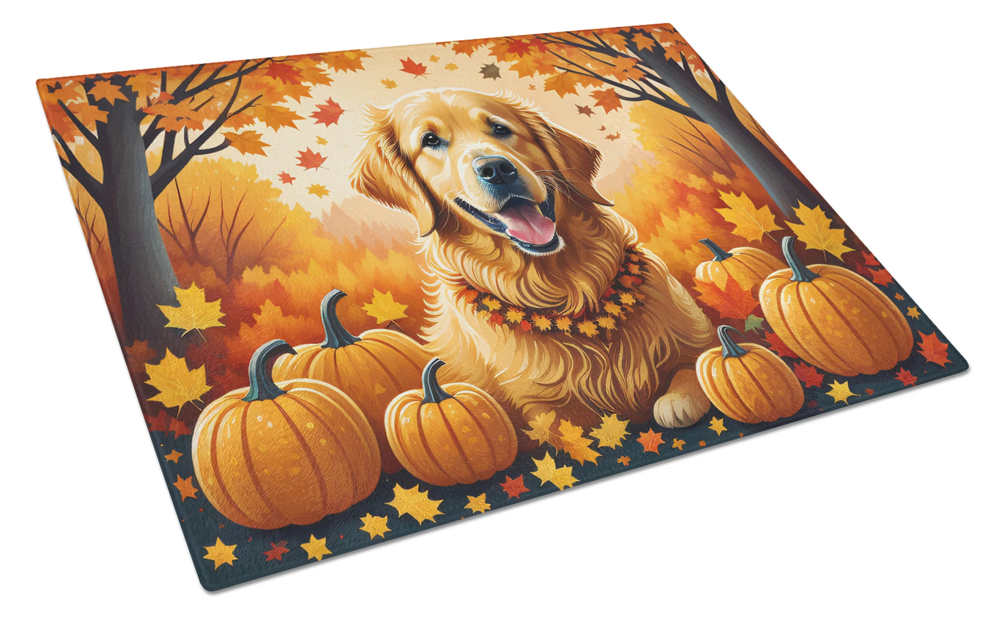 Autumn Leaves Glass Cutting Board - Size: LARGE | Pack Of: 1 | Collection name: Autumn leaves