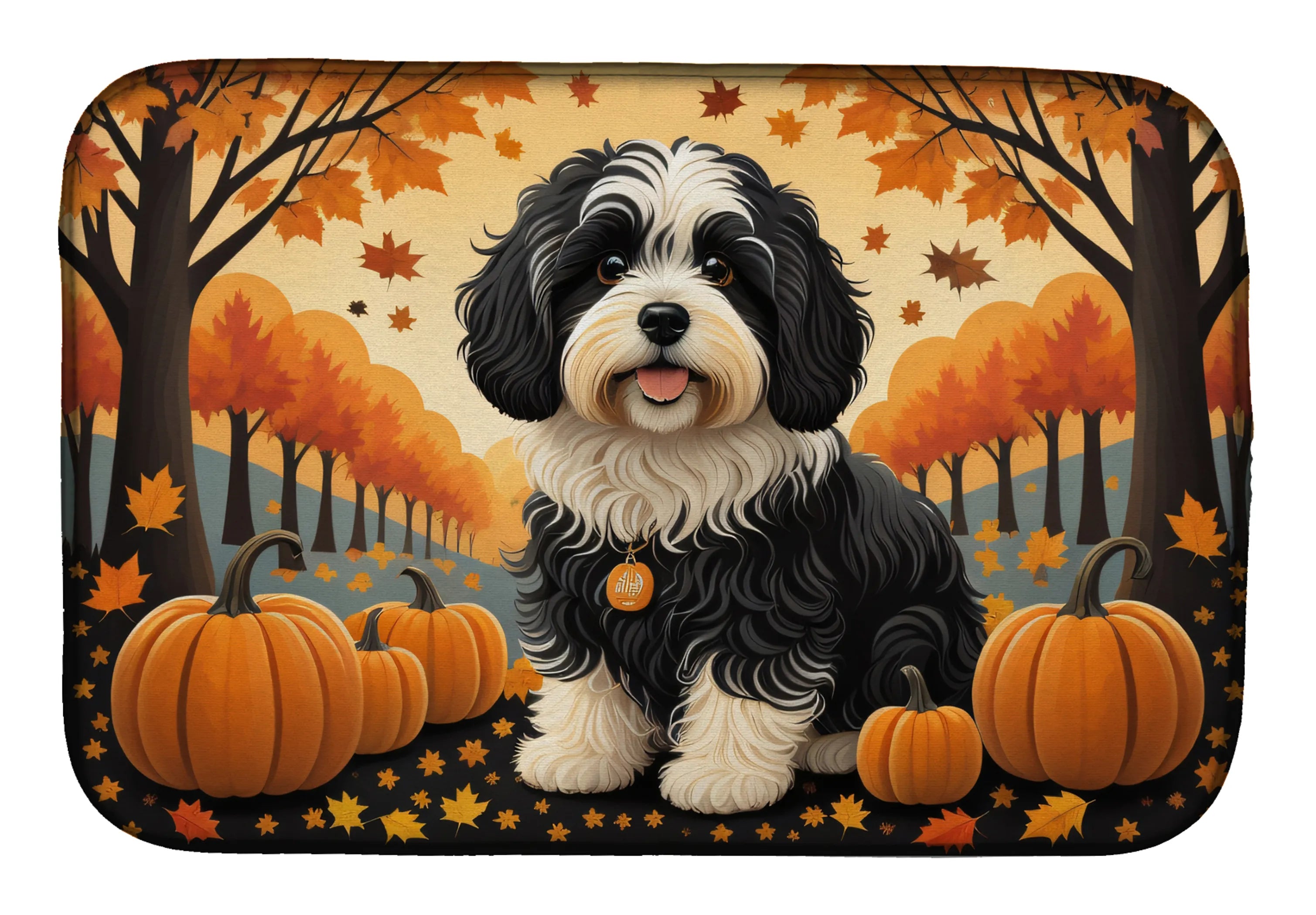 Autumn Leaves Dish Drying Mat - Size: 14  X 21" | Pack Of: 1 | Collection name: Autumn leaves
