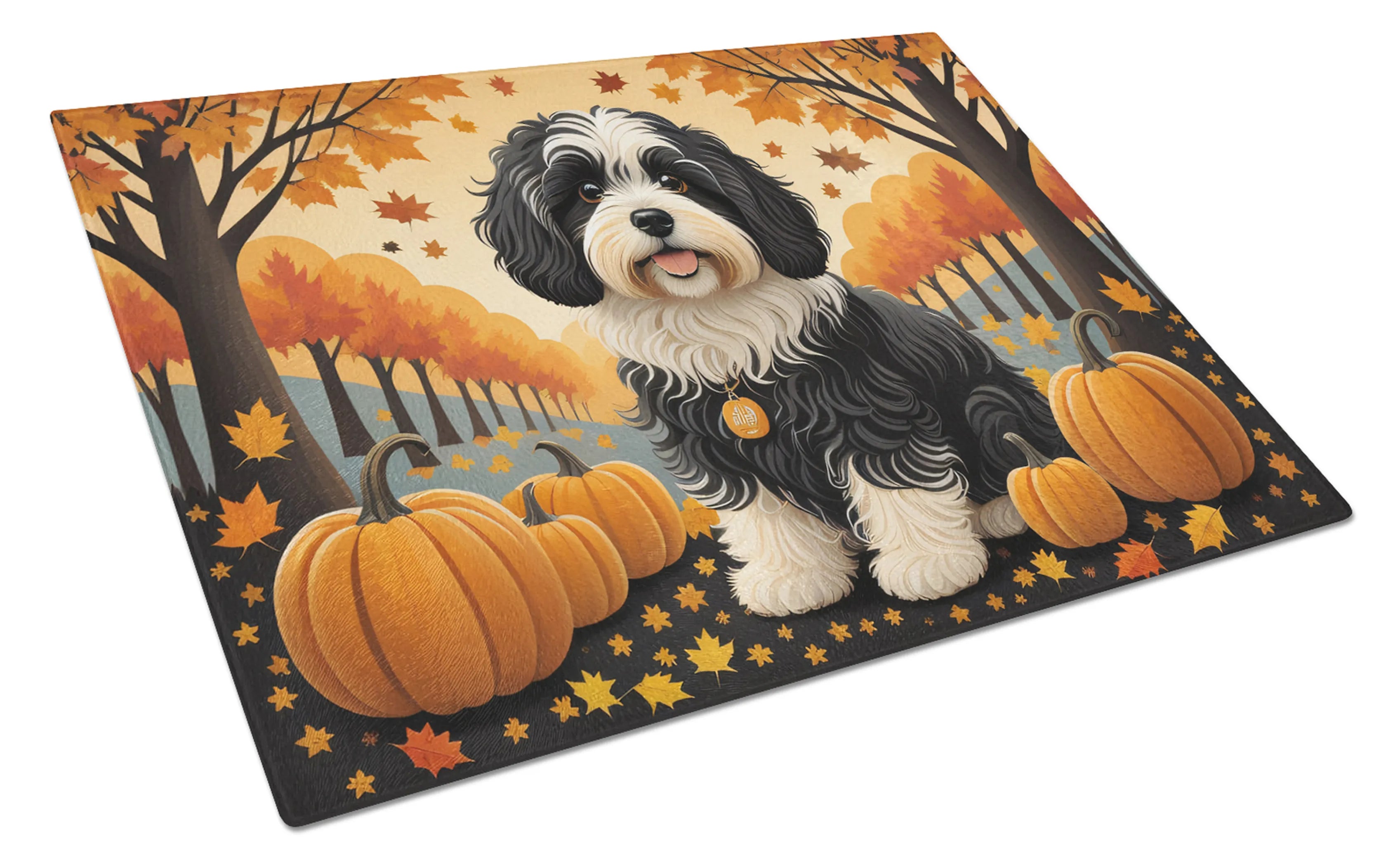 Autumn Leaves Glass Cutting Board - Size: LARGE | Pack Of: 1 | Collection name: Autumn leaves