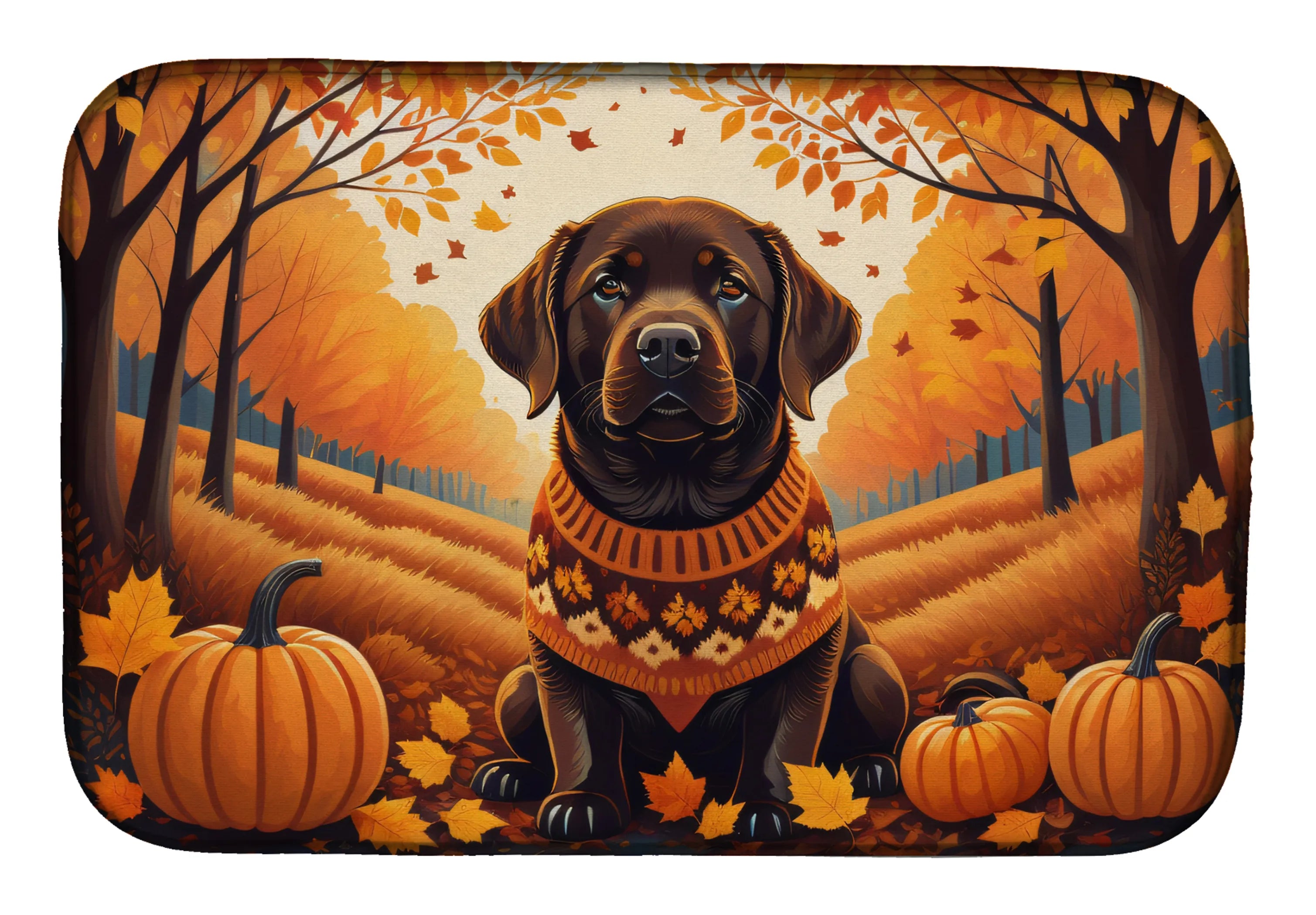 Autumn Leaves Dish Drying Mat - Size: 14  X 21" | Pack Of: 1 | Collection name: Autumn leaves