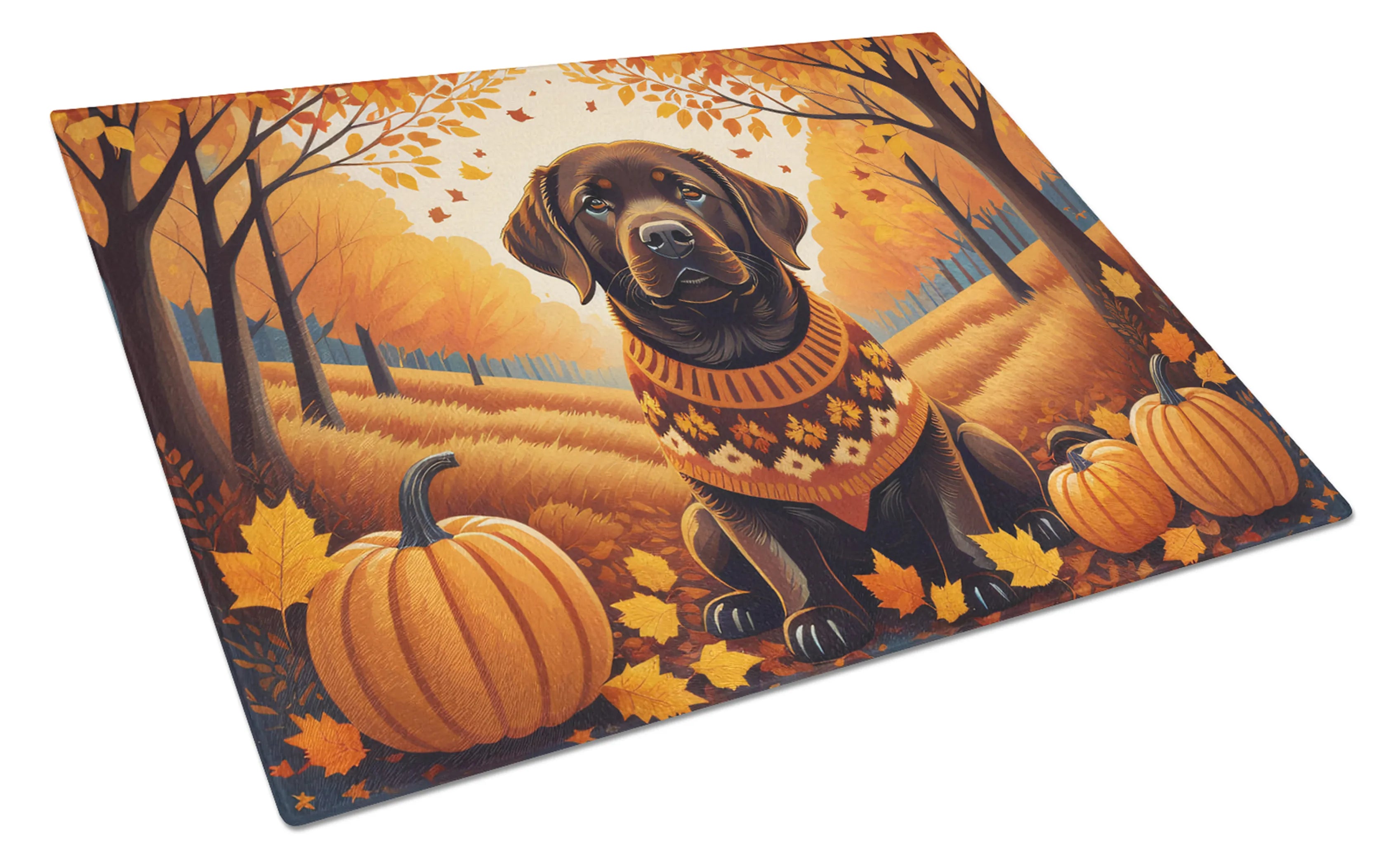 Autumn Leaves Glass Cutting Board - Size: LARGE | Pack Of: 1 | Collection name: Autumn leaves
