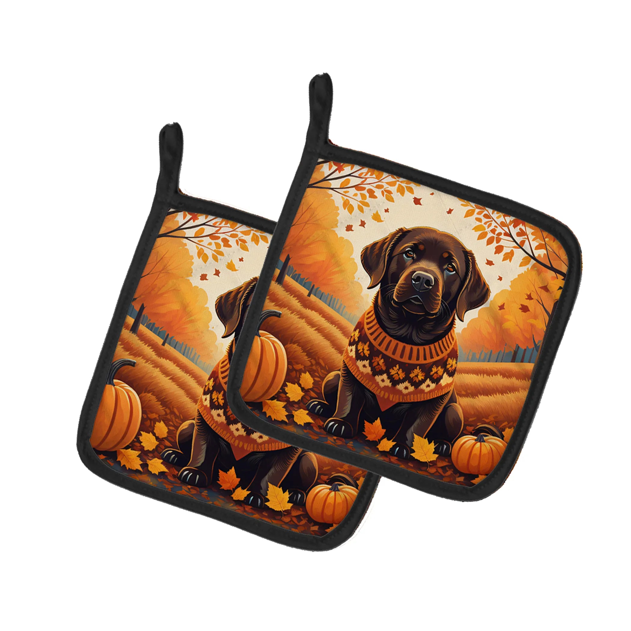Autumn Leaves Pair of Pot Holders - Size: 7.5HX7.5W | Pack Of: 1 | Collection name: Autumn leaves