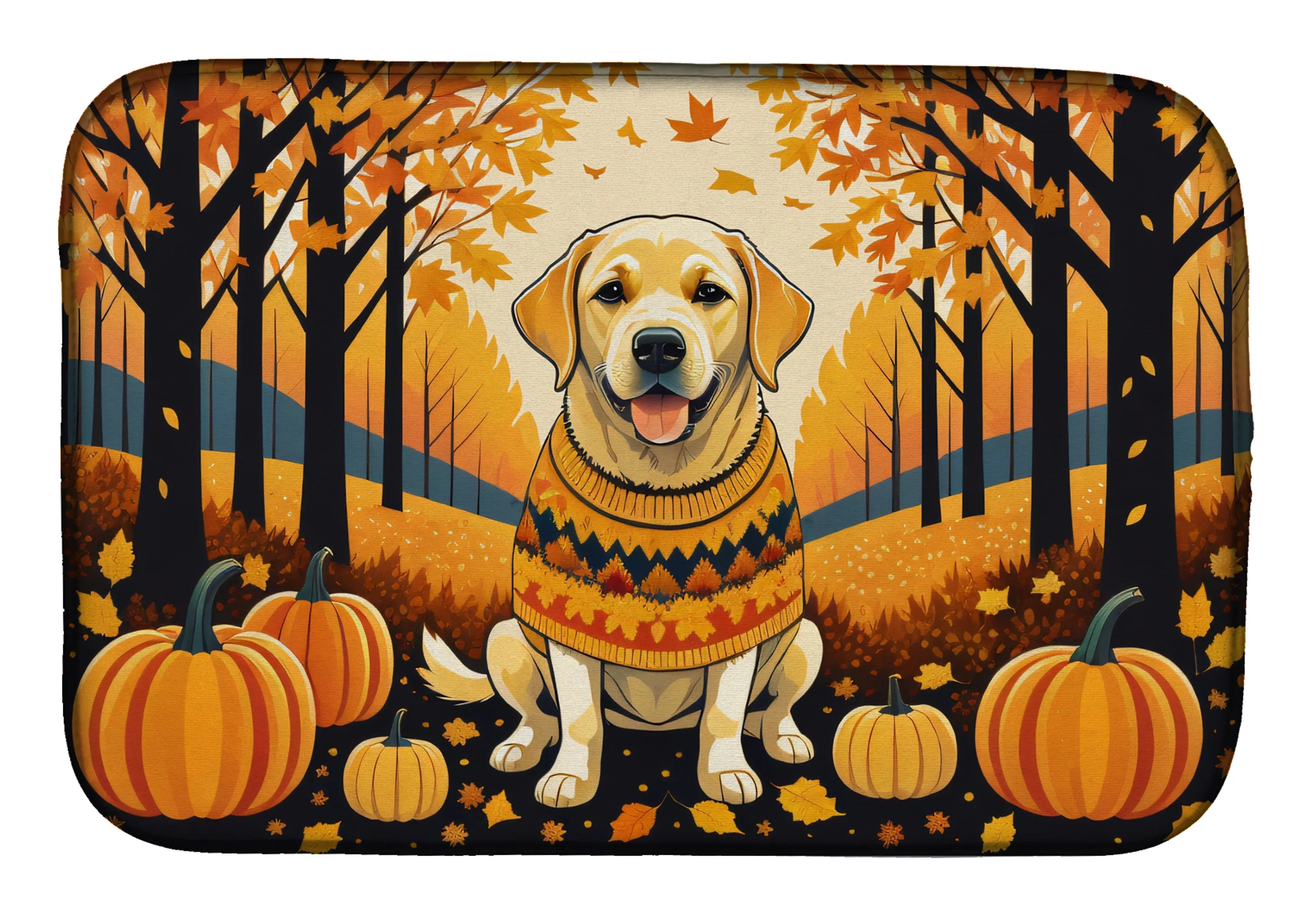 Autumn Leaves Dish Drying Mat - Size: 14  X 21" | Pack Of: 1 | Collection name: Autumn leaves