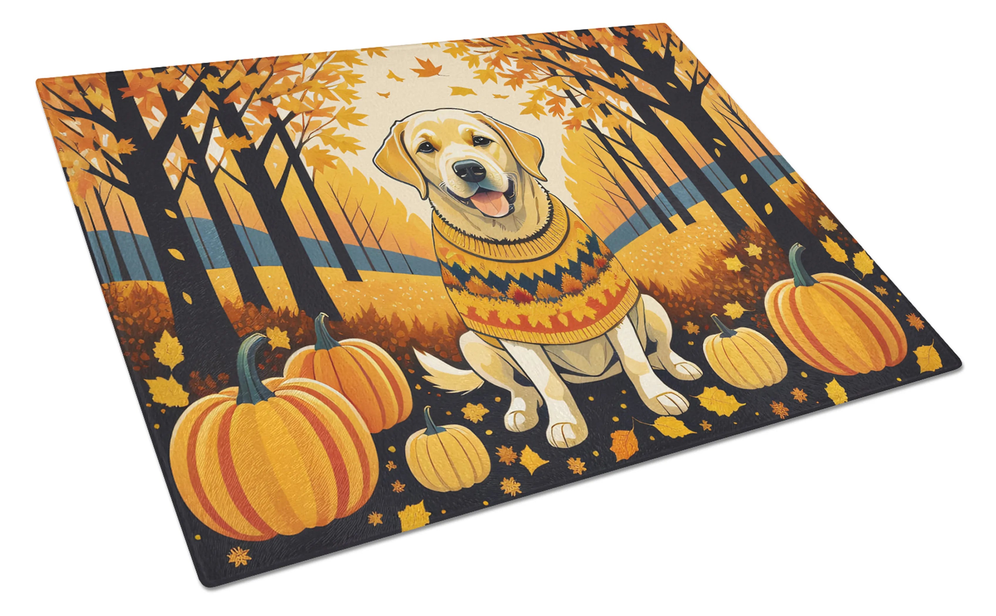 Autumn Leaves Glass Cutting Board - Size: LARGE | Pack Of: 1 | Collection name: Autumn leaves