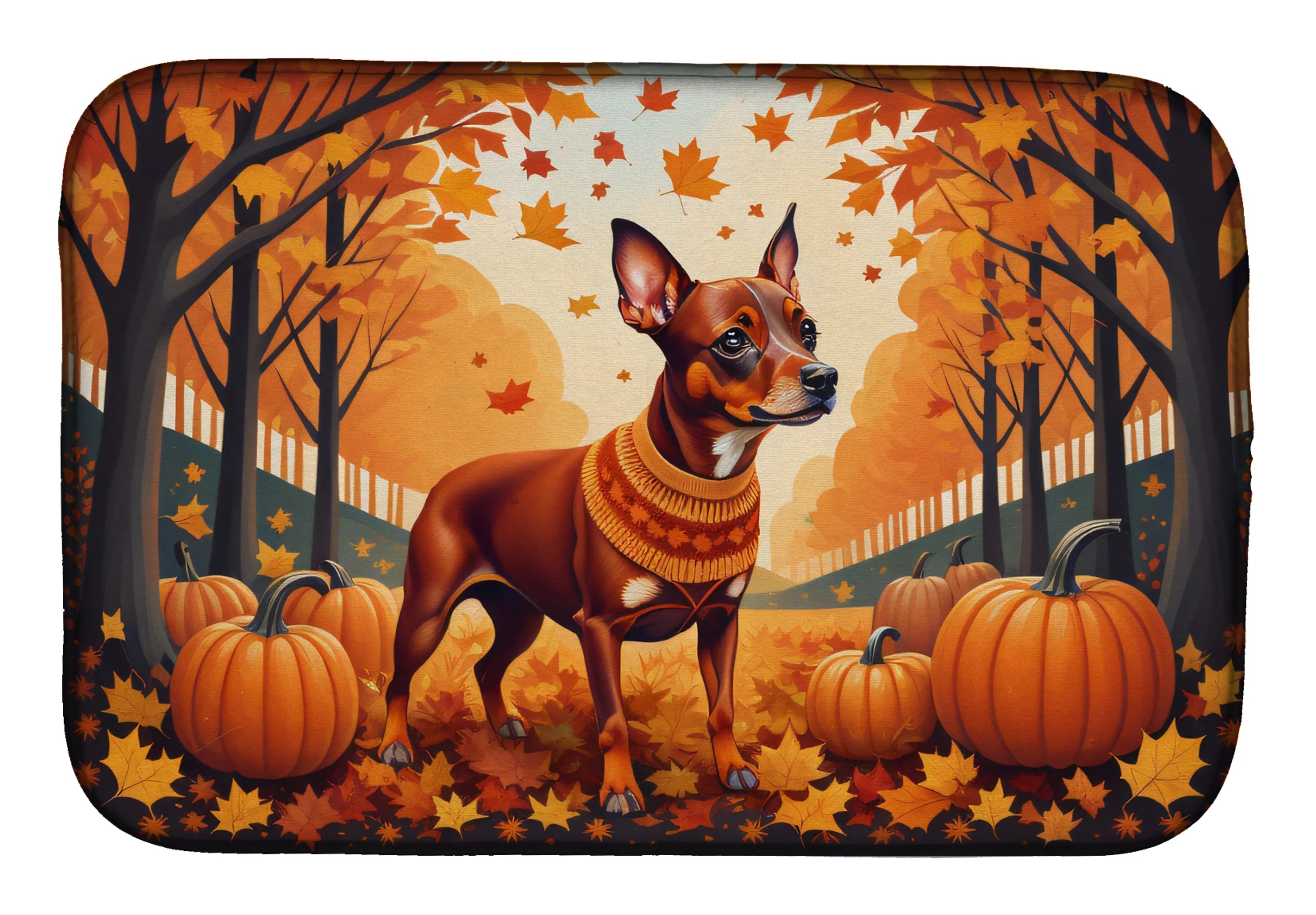 Autumn Leaves Dish Drying Mat - Size: 14  X 21" | Pack Of: 1 | Collection name: Autumn leaves