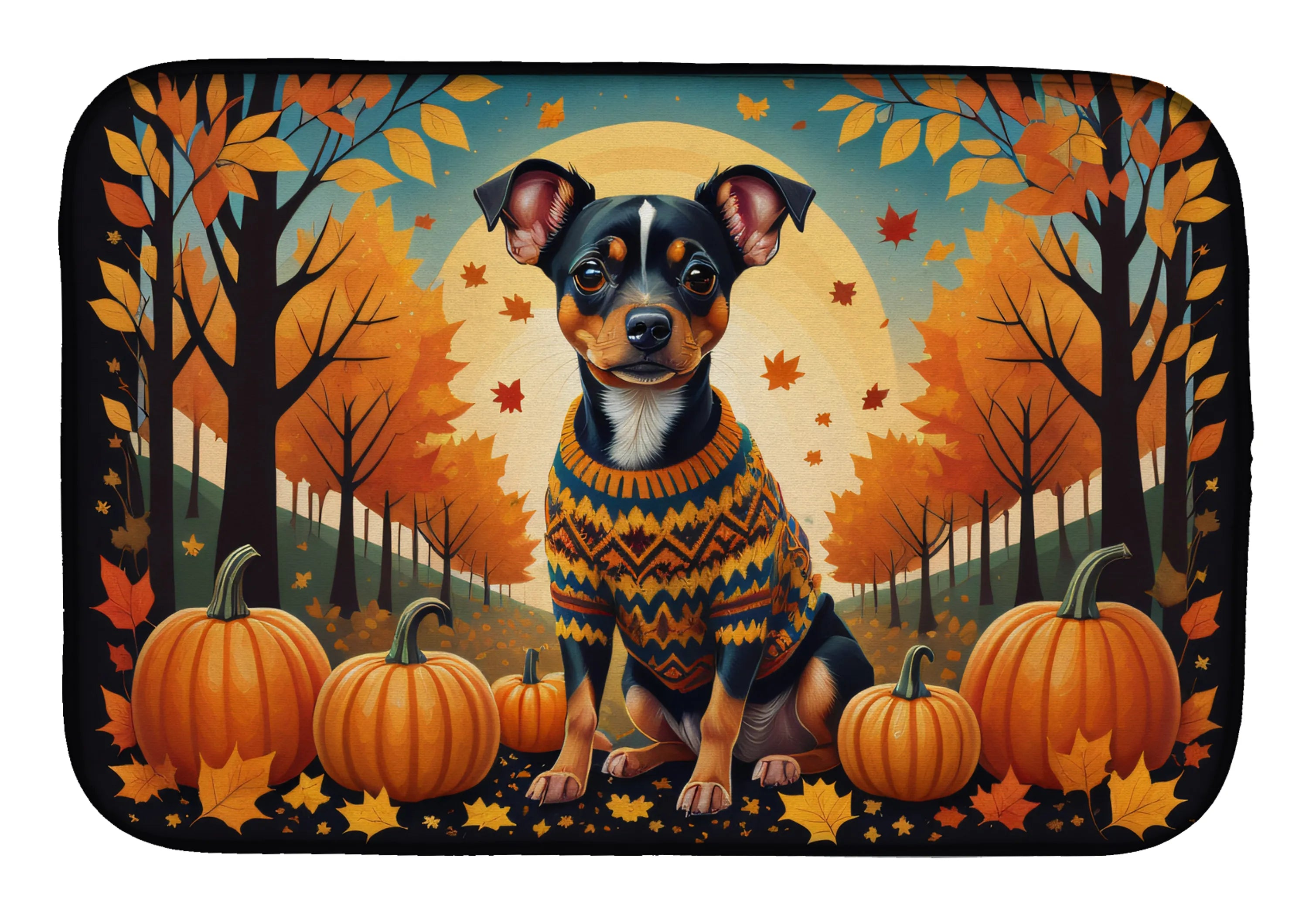 Autumn Leaves Dish Drying Mat - Size: 14  X 21" | Pack Of: 1 | Collection name: Autumn leaves