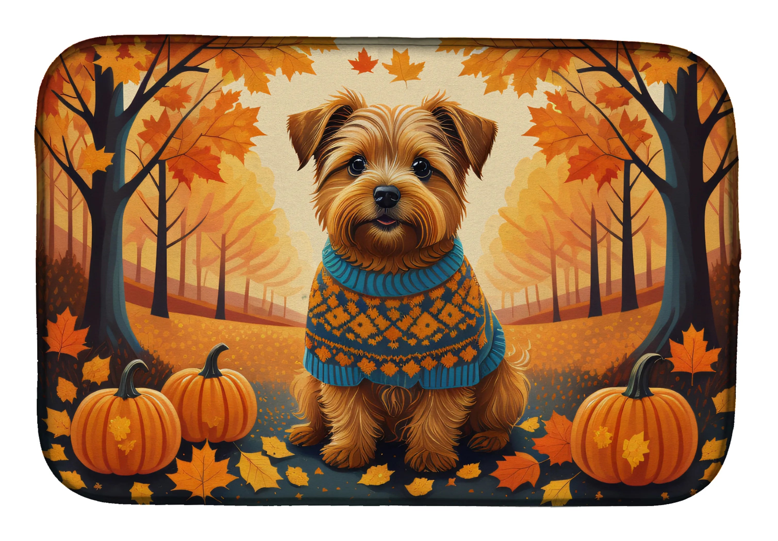 Autumn Leaves Dish Drying Mat - Size: 14  X 21" | Pack Of: 1 | Collection name: Autumn leaves