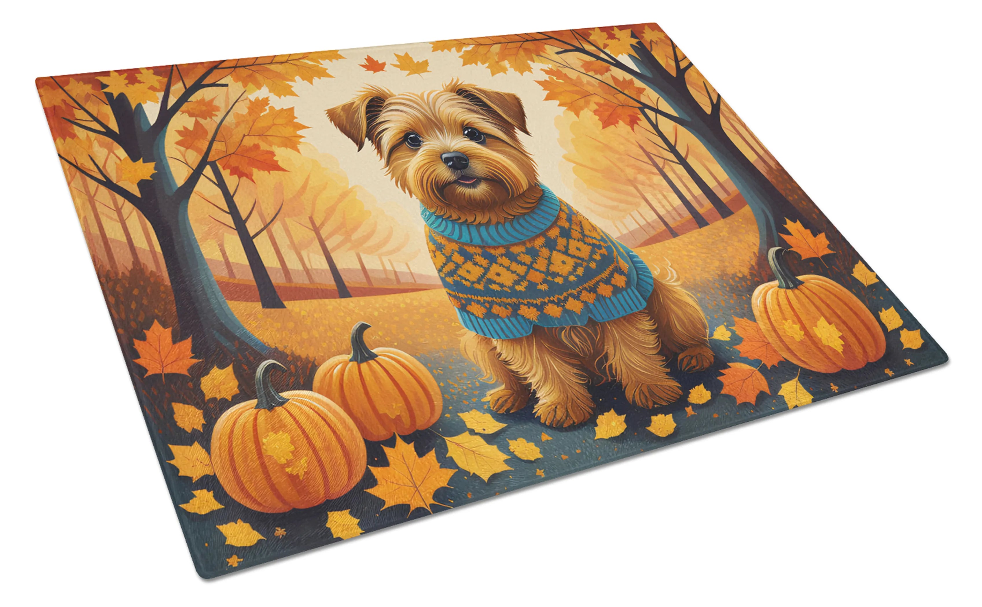 Autumn Leaves Glass Cutting Board - Size: LARGE | Pack Of: 1 | Collection name: Autumn leaves