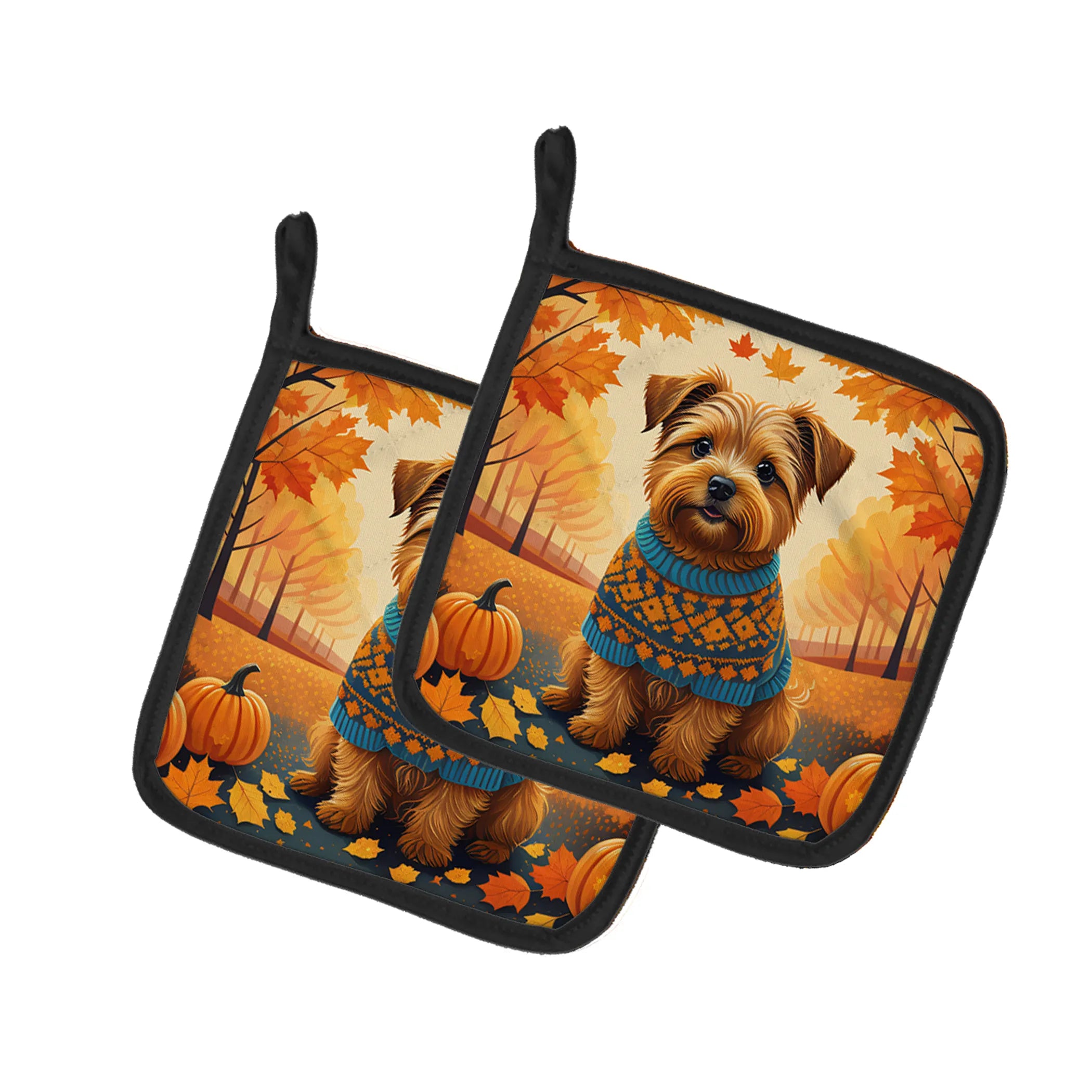 Autumn Leaves Pair of Pot Holders - Size: 7.5HX7.5W | Pack Of: 1 | Collection name: Autumn leaves