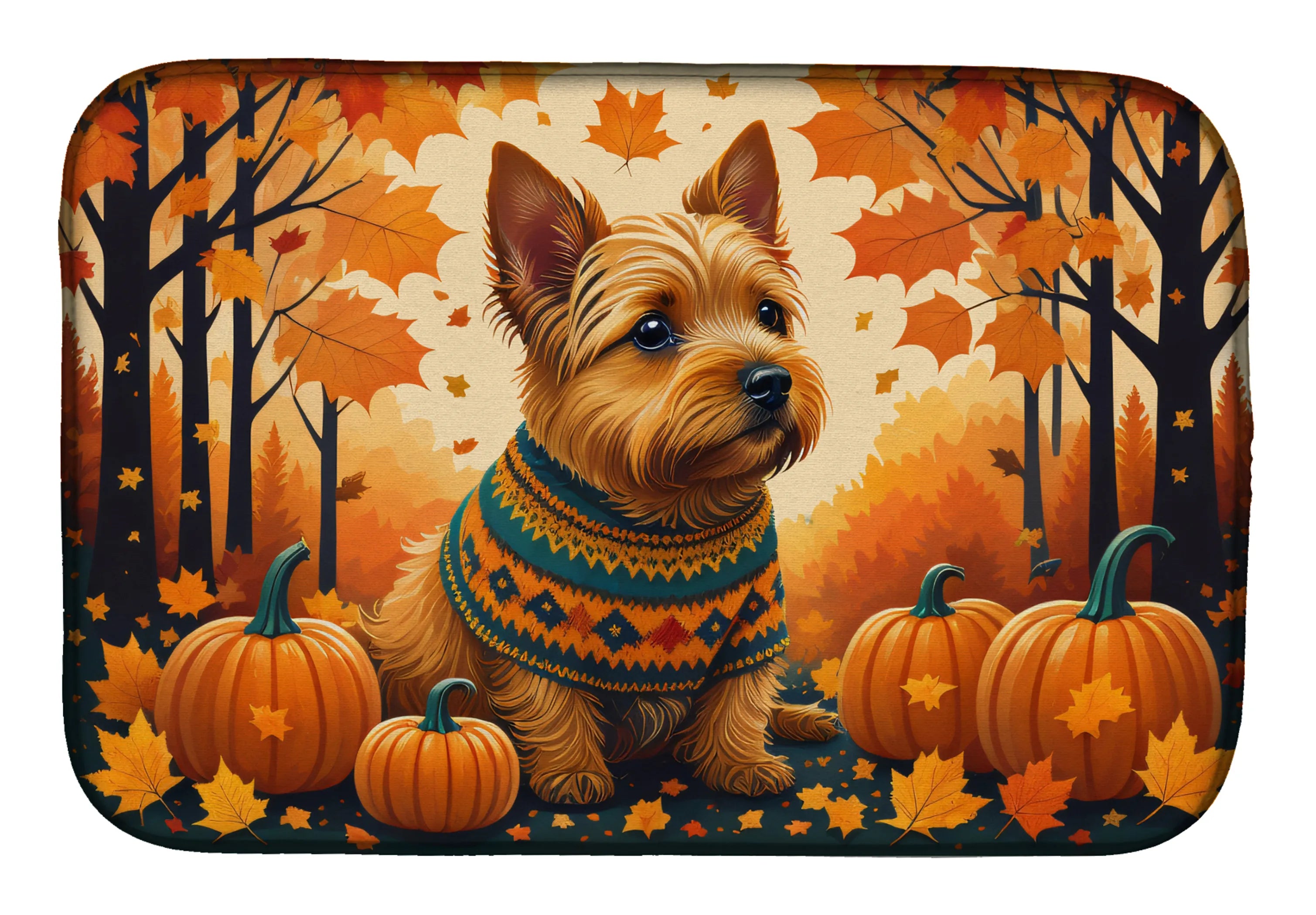 Autumn Leaves Dish Drying Mat - Size: 14  X 21" | Pack Of: 1 | Collection name: Autumn leaves
