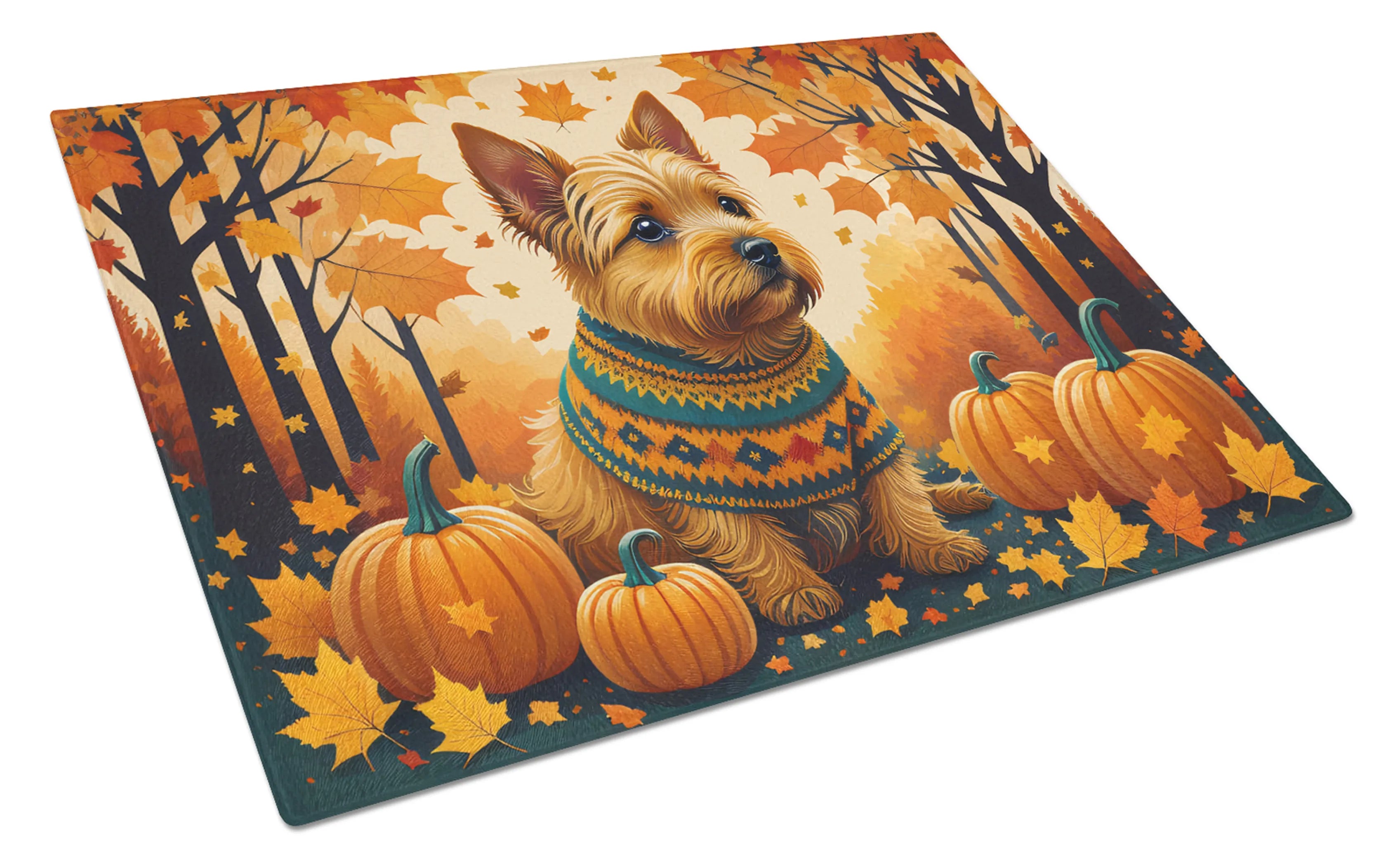 Autumn Leaves Glass Cutting Board - Size: LARGE | Pack Of: 1 | Collection name: Autumn leaves