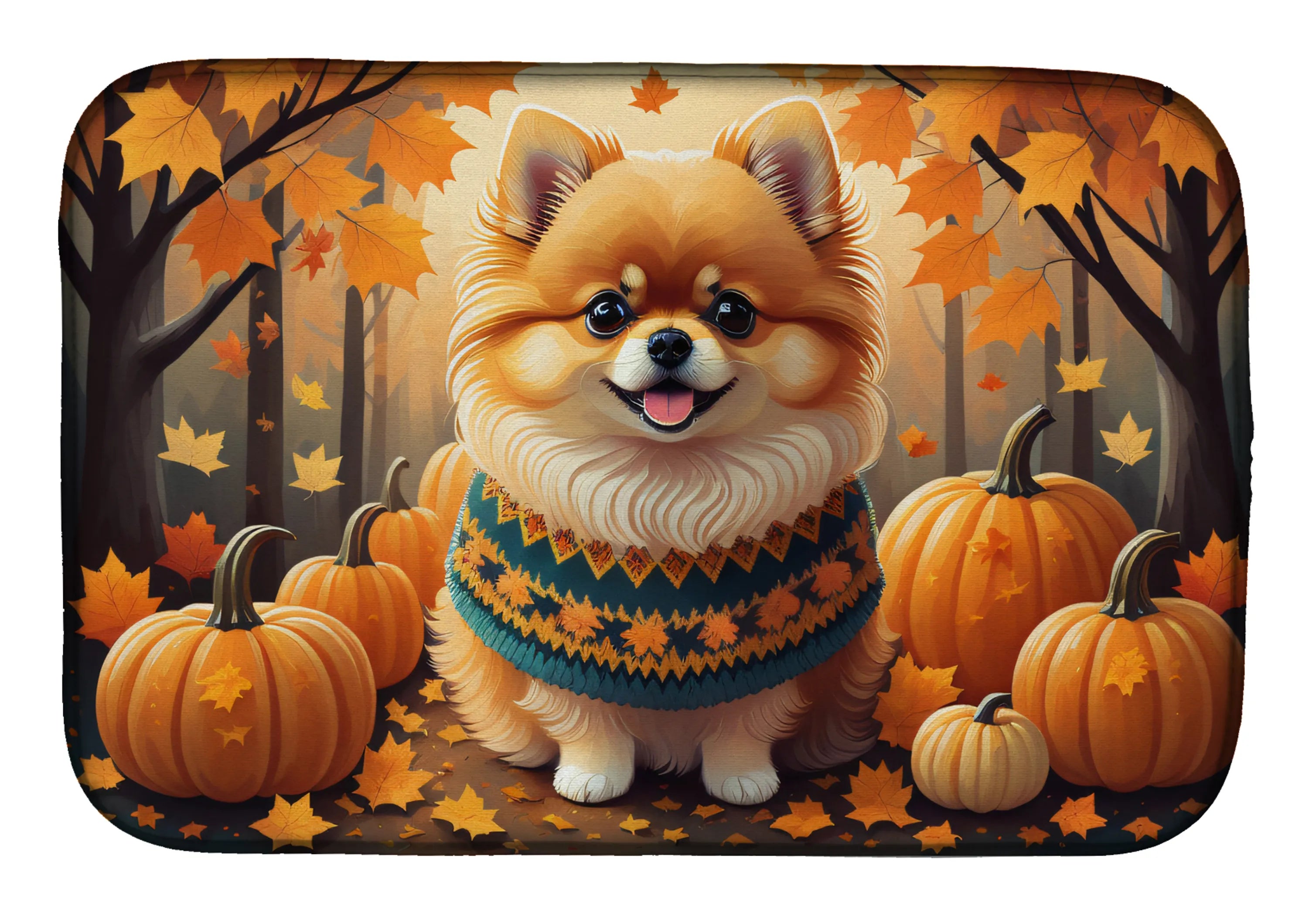 Autumn Leaves Dish Drying Mat - Size: 14  X 21" | Pack Of: 1 | Collection name: Autumn leaves