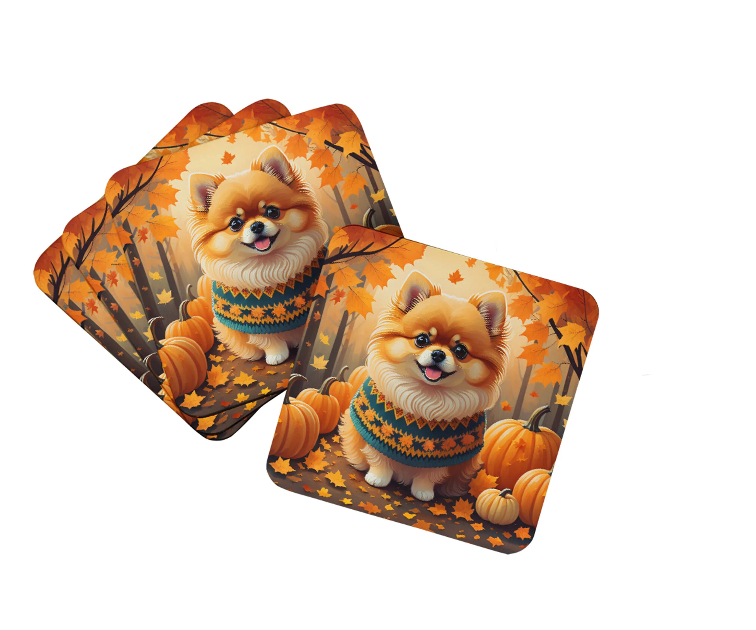 Autumn Leaves Foam Coasters - Size: 3.5 | Pack Of: 1 | Collection name: Autumn leaves