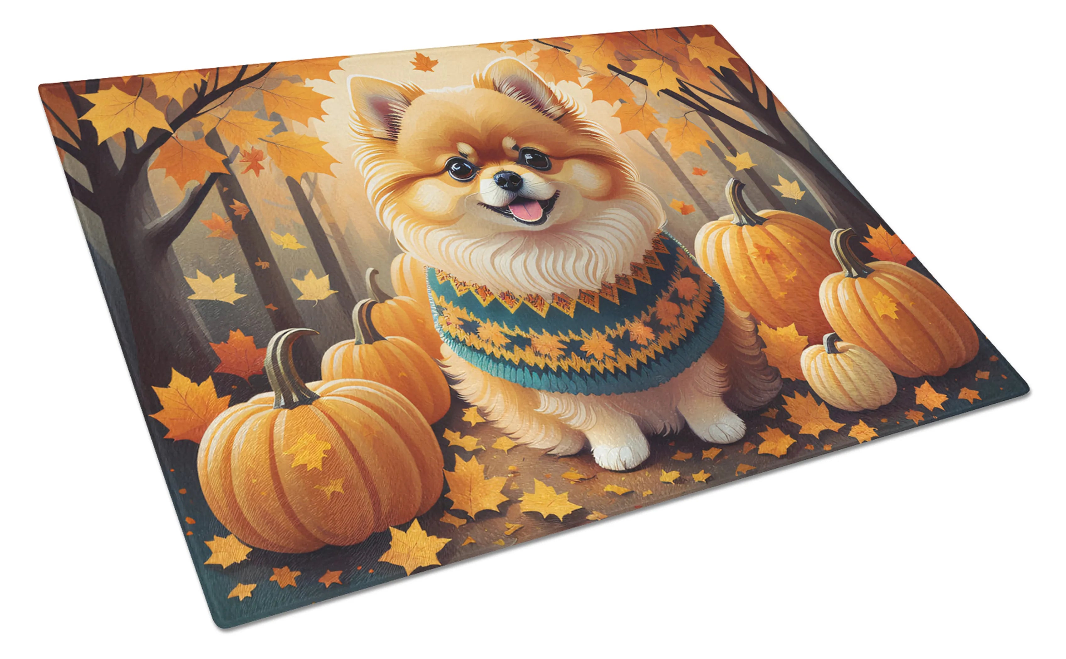 Autumn Leaves Glass Cutting Board - Size: LARGE | Pack Of: 1 | Collection name: Autumn leaves