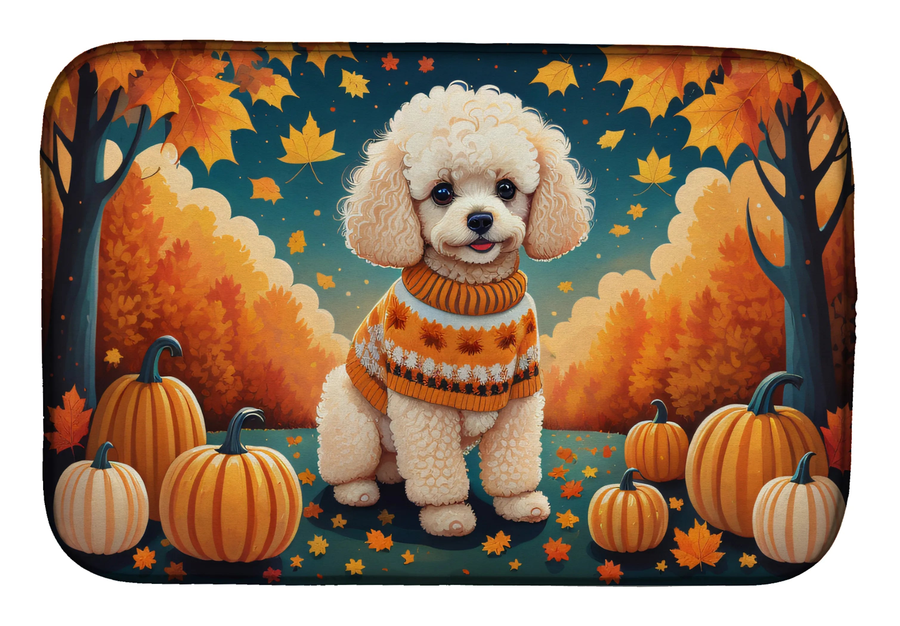 Autumn Leaves Dish Drying Mat - Size: 14  X 21" | Pack Of: 1 | Collection name: Autumn leaves