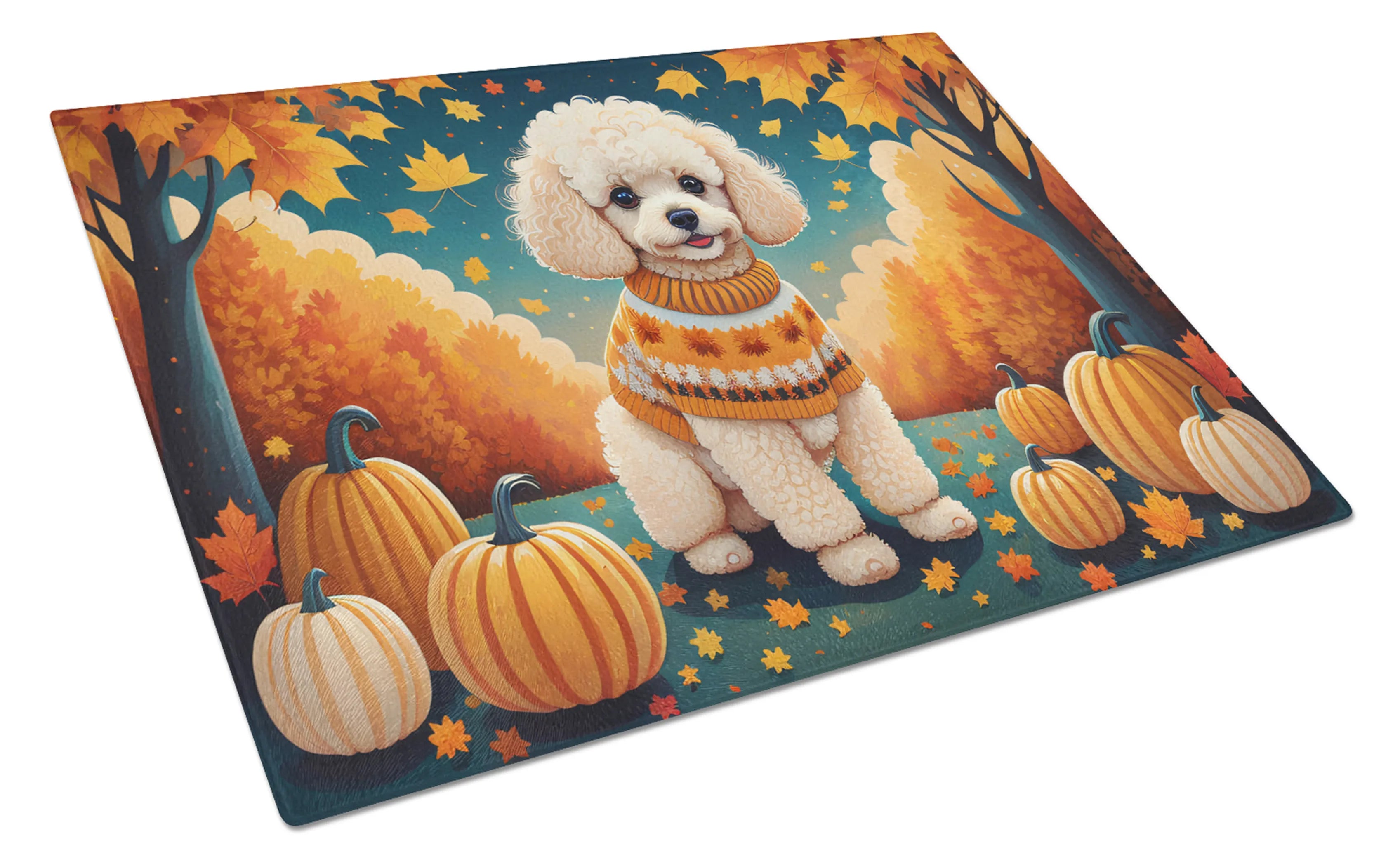 Autumn Leaves Glass Cutting Board - Size: LARGE | Pack Of: 1 | Collection name: Autumn leaves