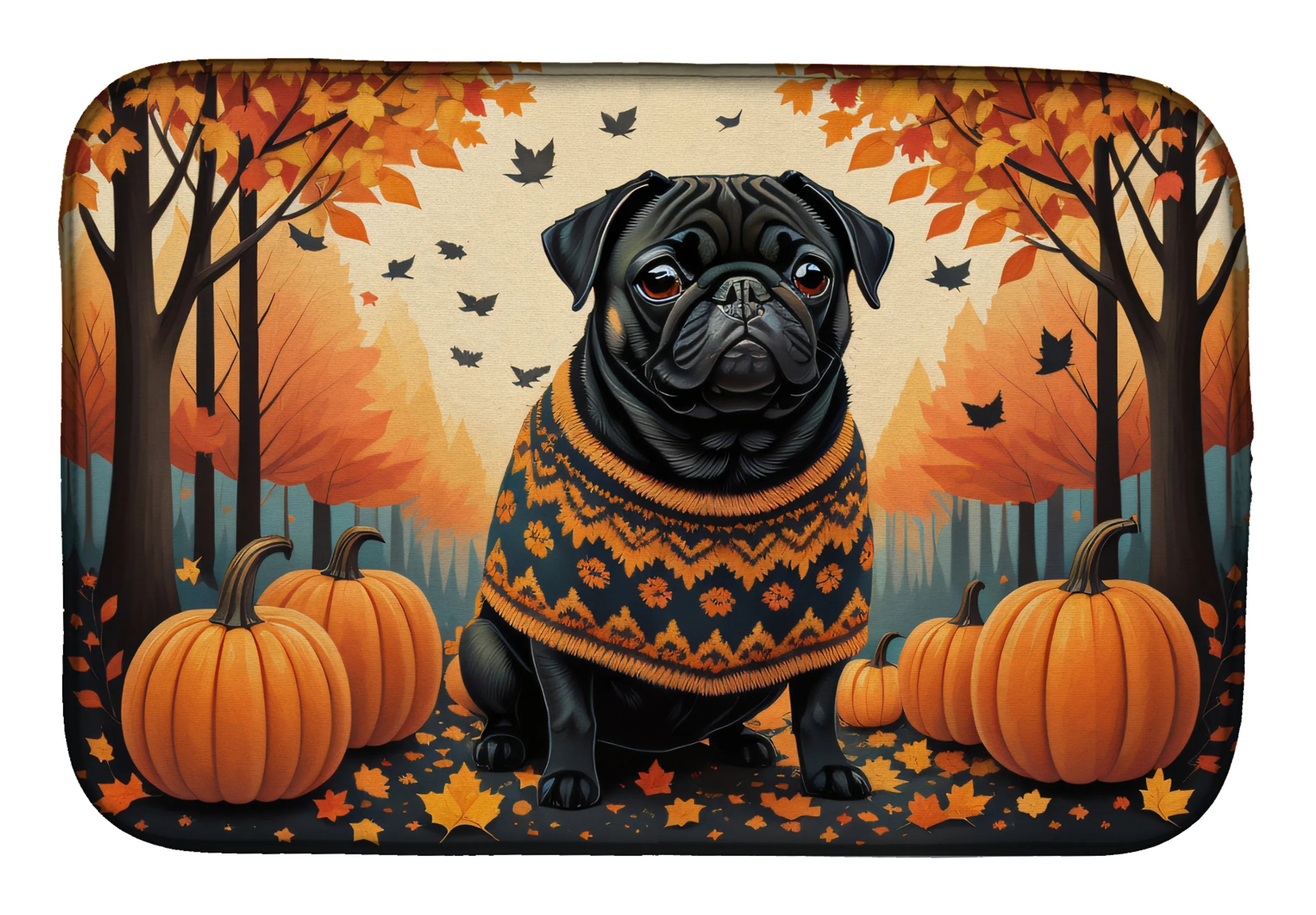 Autumn Leaves Dish Drying Mat - Size: 14  X 21" | Pack Of: 1 | Collection name: Autumn leaves