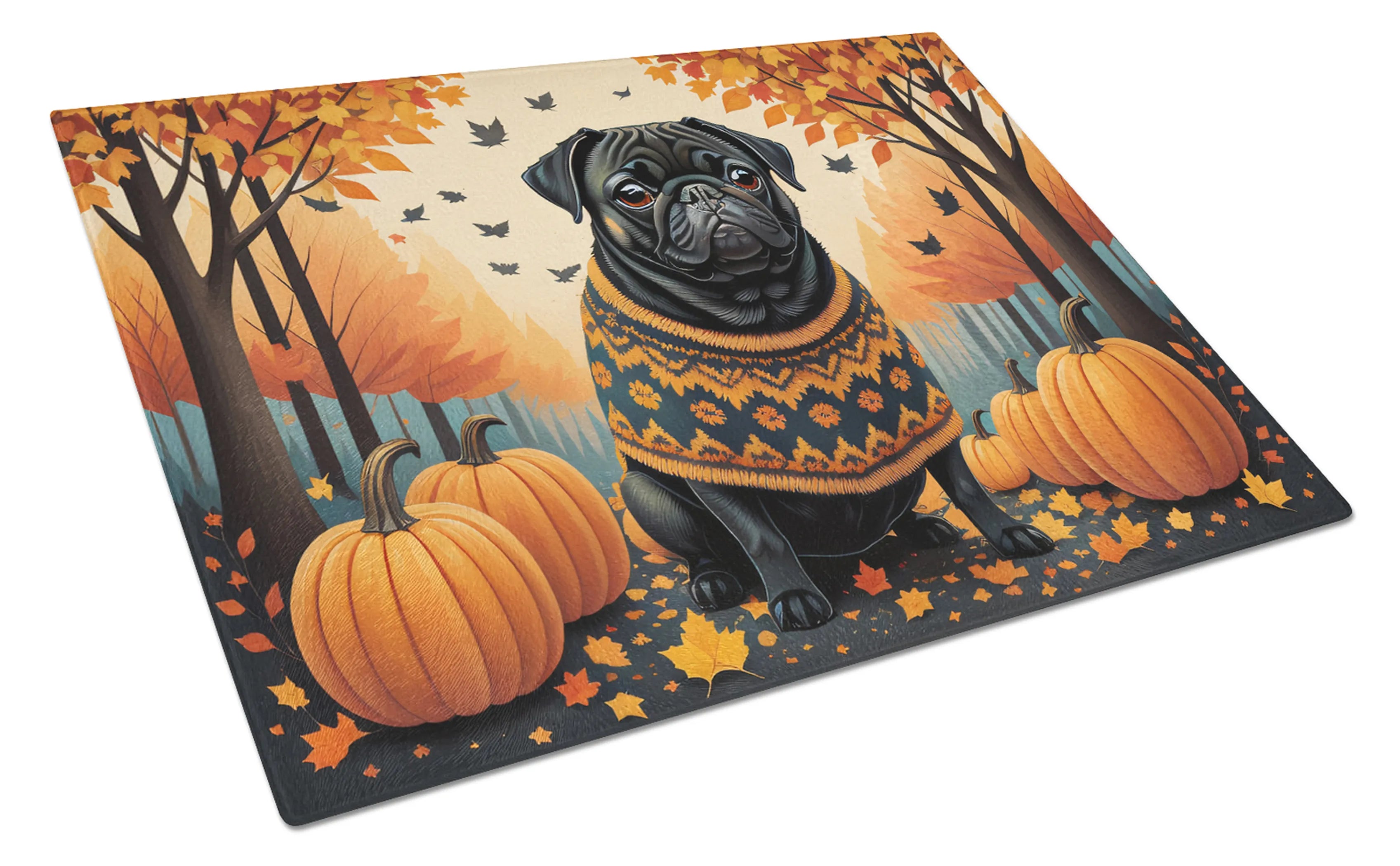 Autumn Leaves Glass Cutting Board - Size: LARGE | Pack Of: 1 | Collection name: Autumn leaves