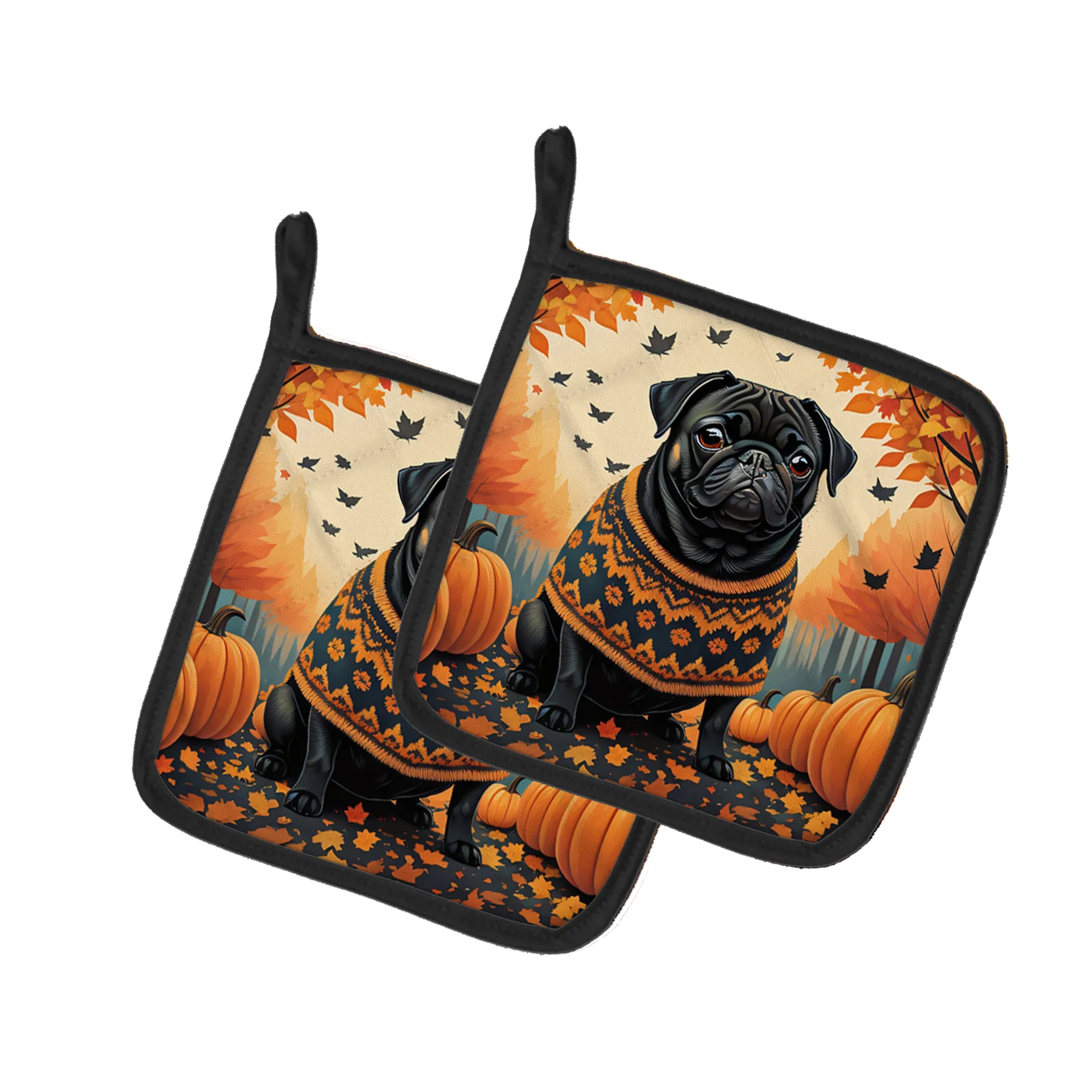 Autumn Leaves Pair of Pot Holders - Size: 7.5HX7.5W | Pack Of: 1 | Collection name: Autumn leaves
