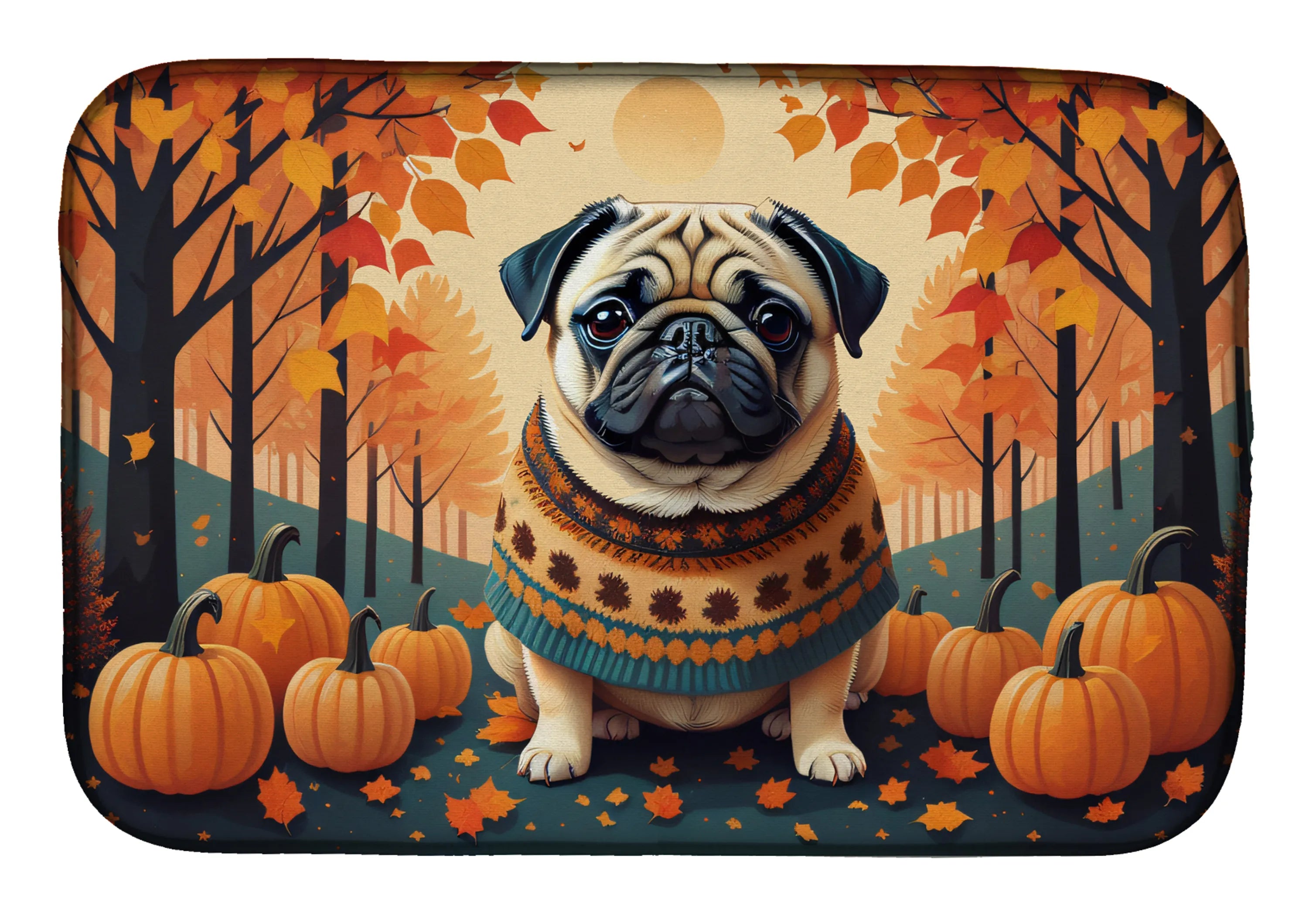 Autumn Leaves Dish Drying Mat - Size: 14  X 21" | Pack Of: 1 | Collection name: Autumn leaves