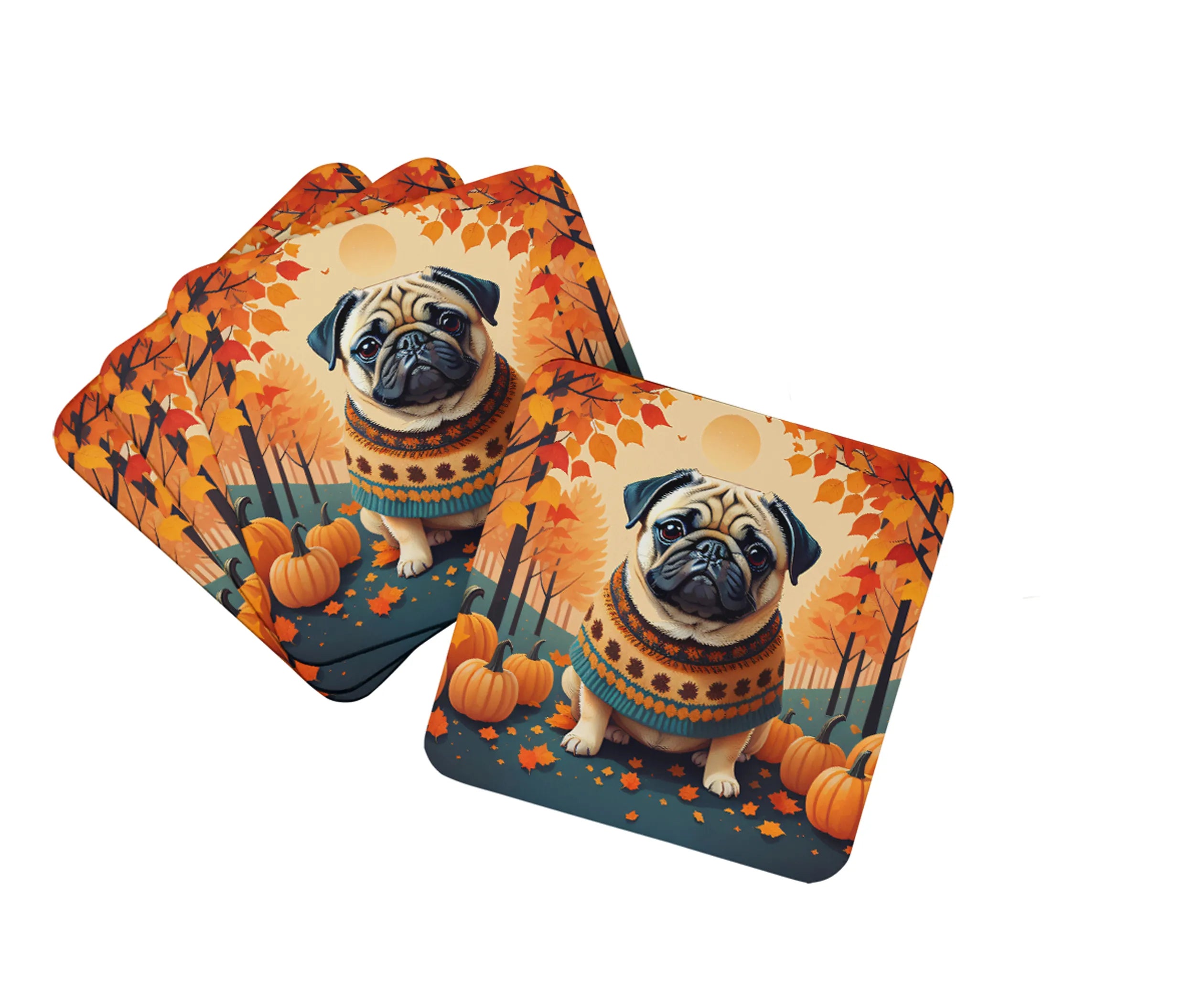 Autumn Leaves Foam Coasters - Size: 3.5 | Pack Of: 1 | Collection name: Autumn leaves