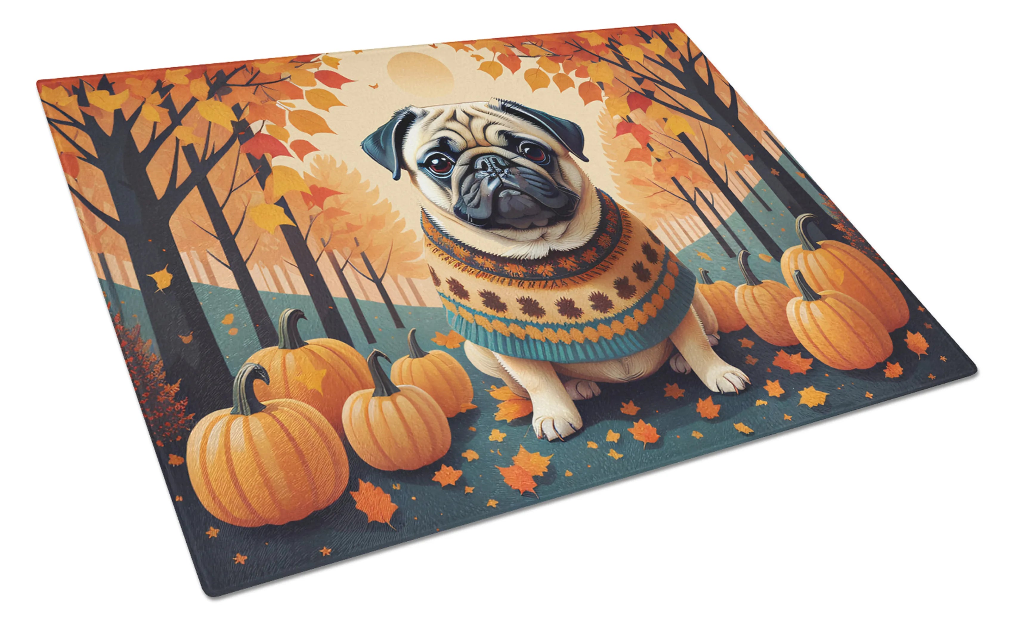 Autumn Leaves Glass Cutting Board - Size: LARGE | Pack Of: 1 | Collection name: Autumn leaves