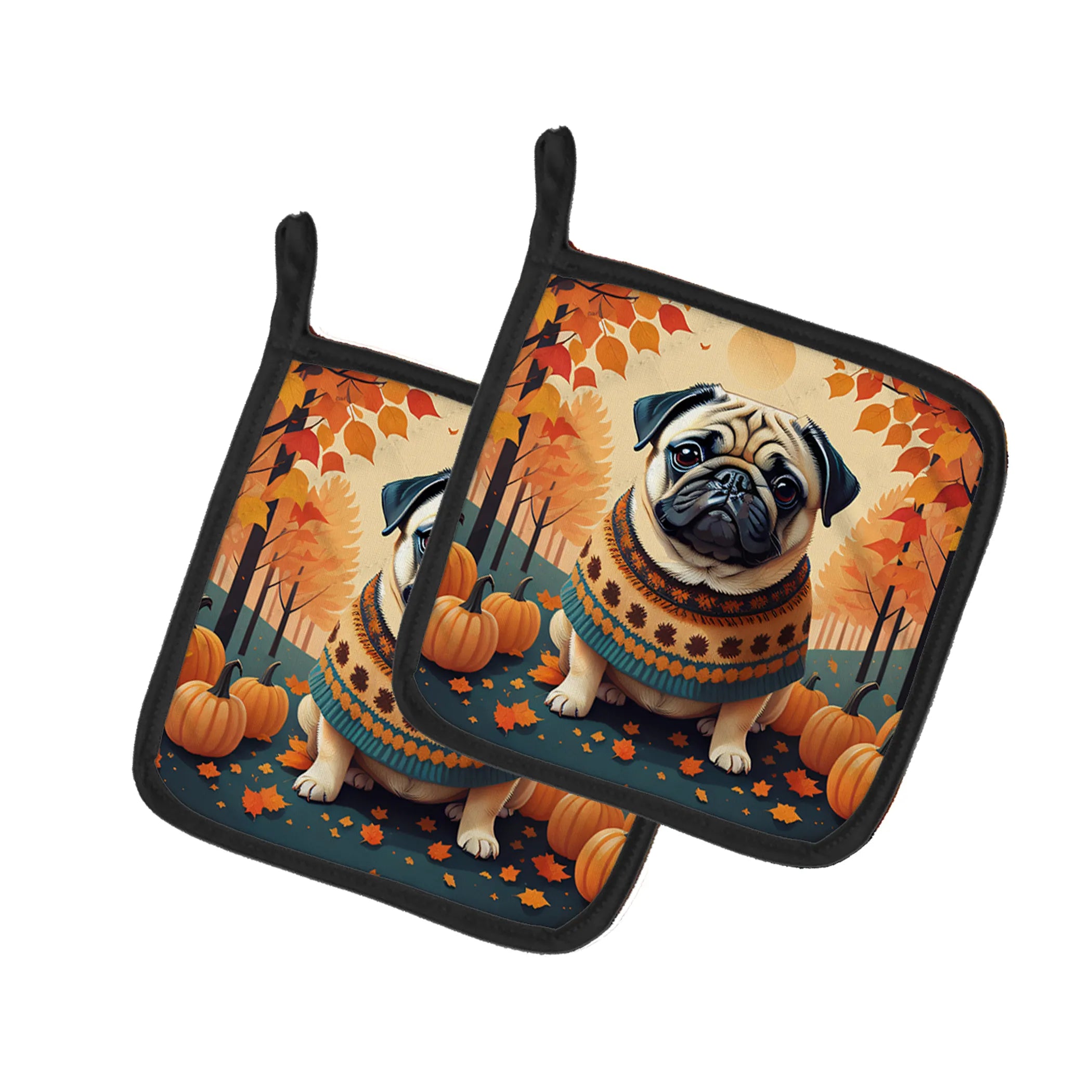 Autumn Leaves Pair of Pot Holders - Size: 7.5HX7.5W | Pack Of: 1 | Collection name: Autumn leaves