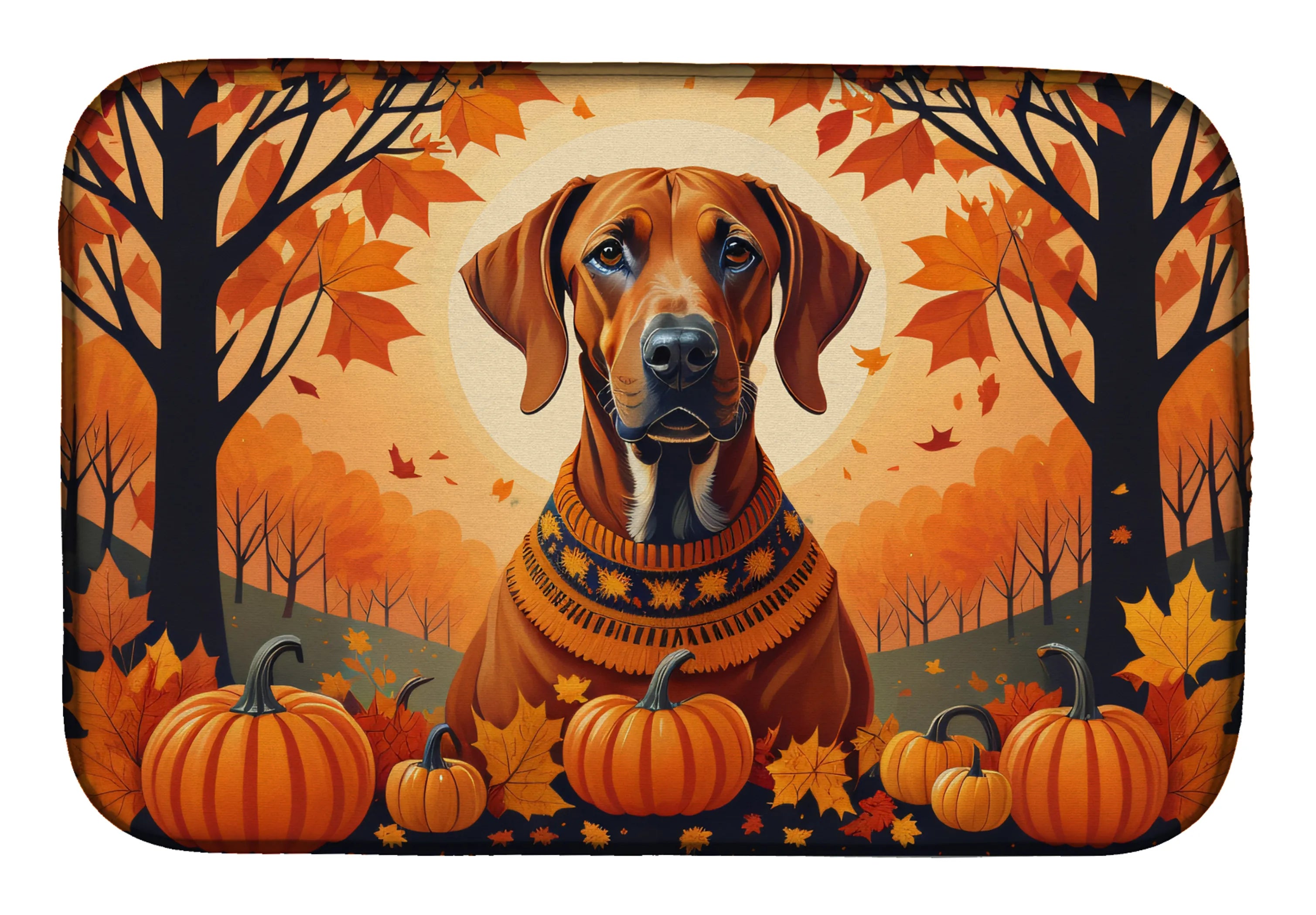 Autumn Leaves Dish Drying Mat - Size: 14  X 21" | Pack Of: 1 | Collection name: Autumn leaves