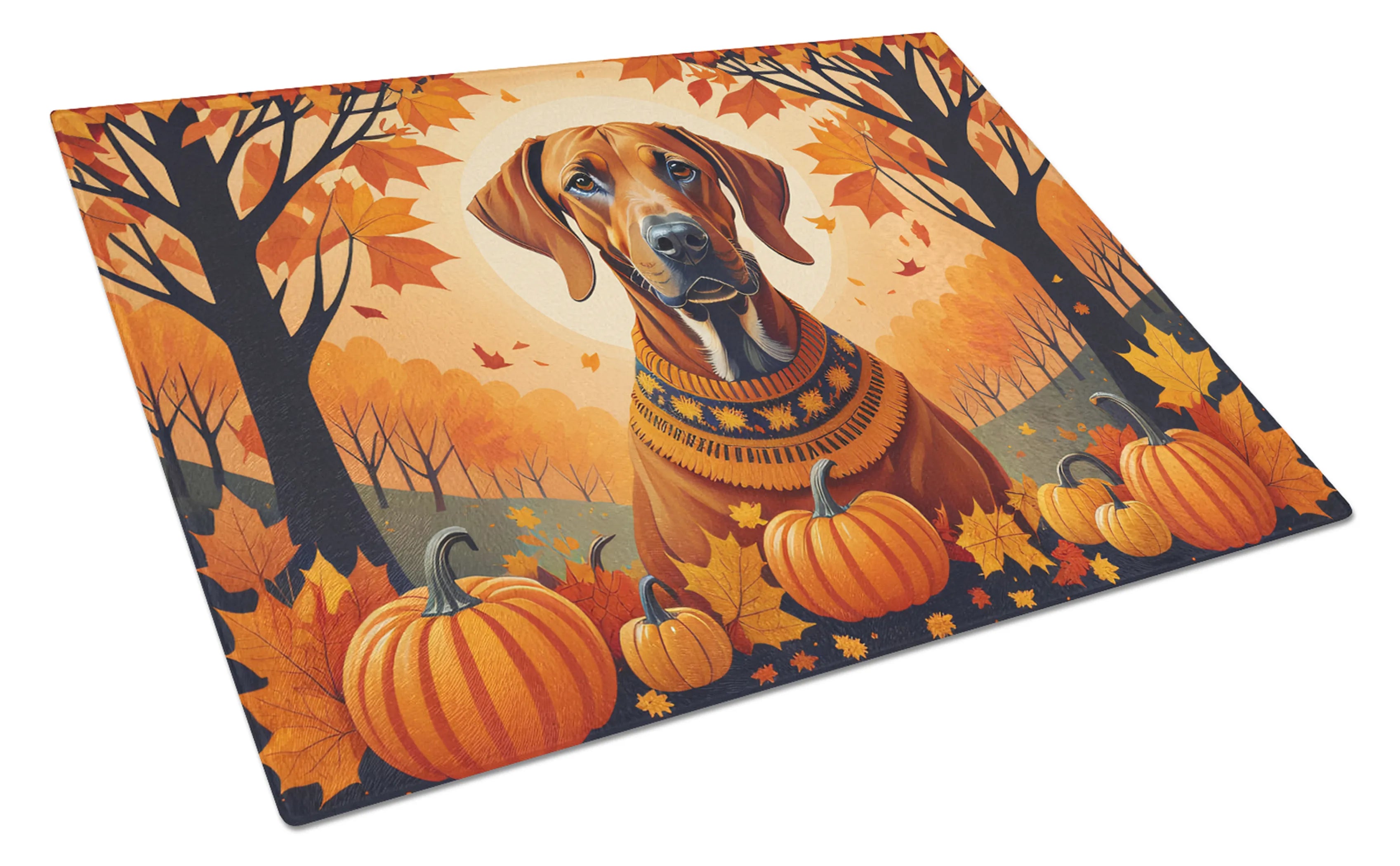 Autumn Leaves Glass Cutting Board - Size: LARGE | Pack Of: 1 | Collection name: Autumn leaves