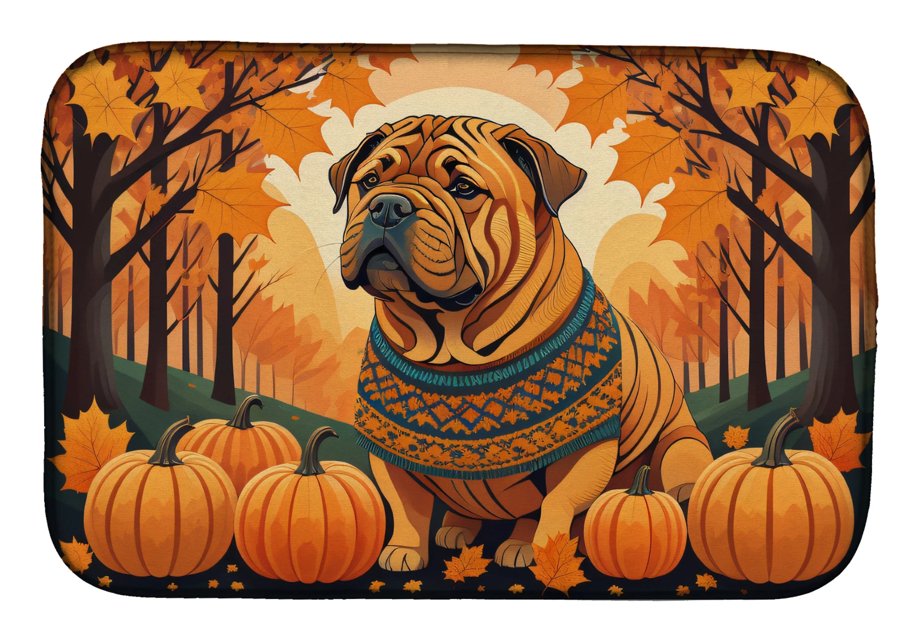 Autumn Leaves Dish Drying Mat - Size: 14  X 21" | Pack Of: 1 | Collection name: Autumn leaves