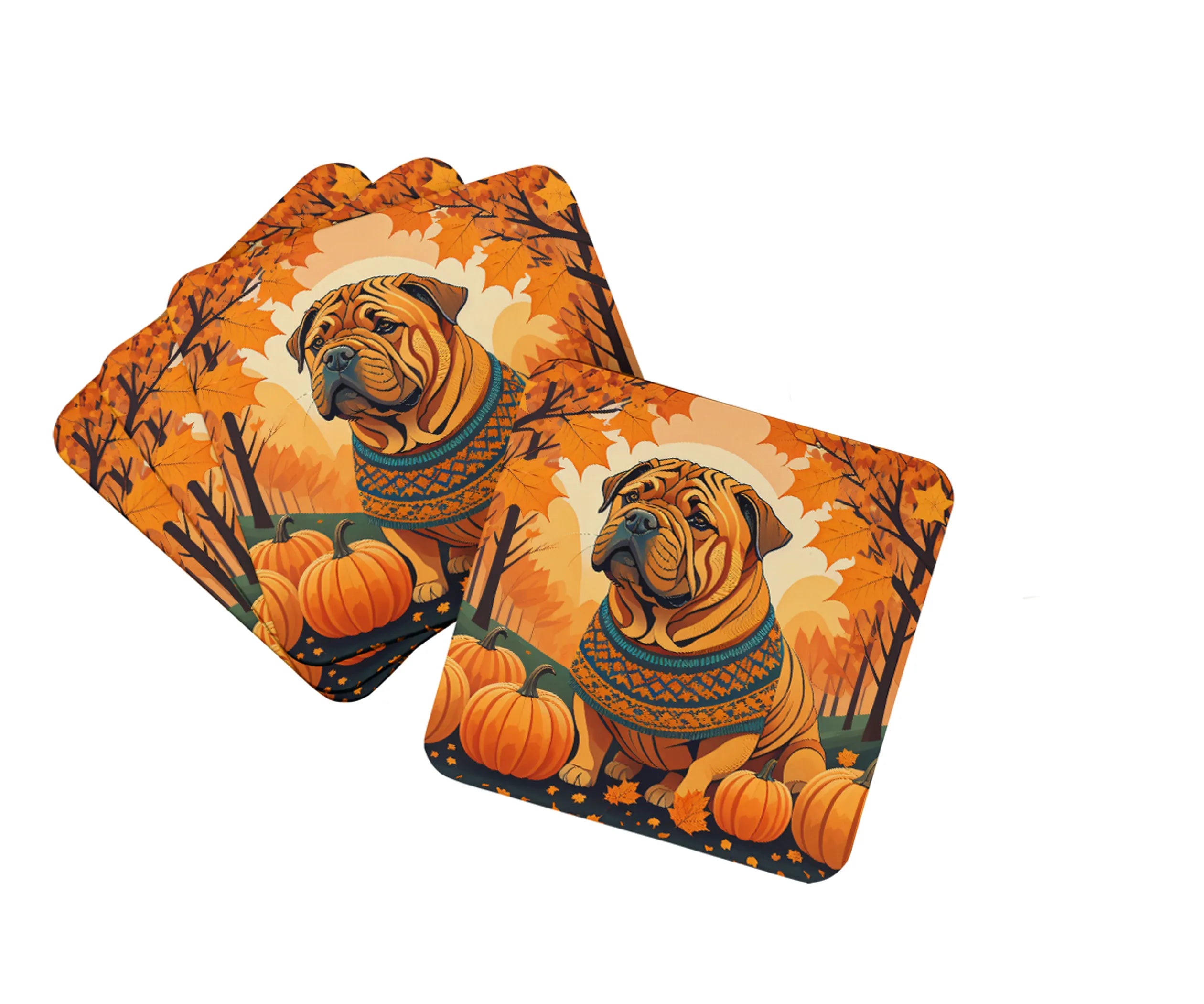 Autumn Leaves Foam Coasters - Size: 3.5 | Pack Of: 1 | Collection name: Autumn leaves