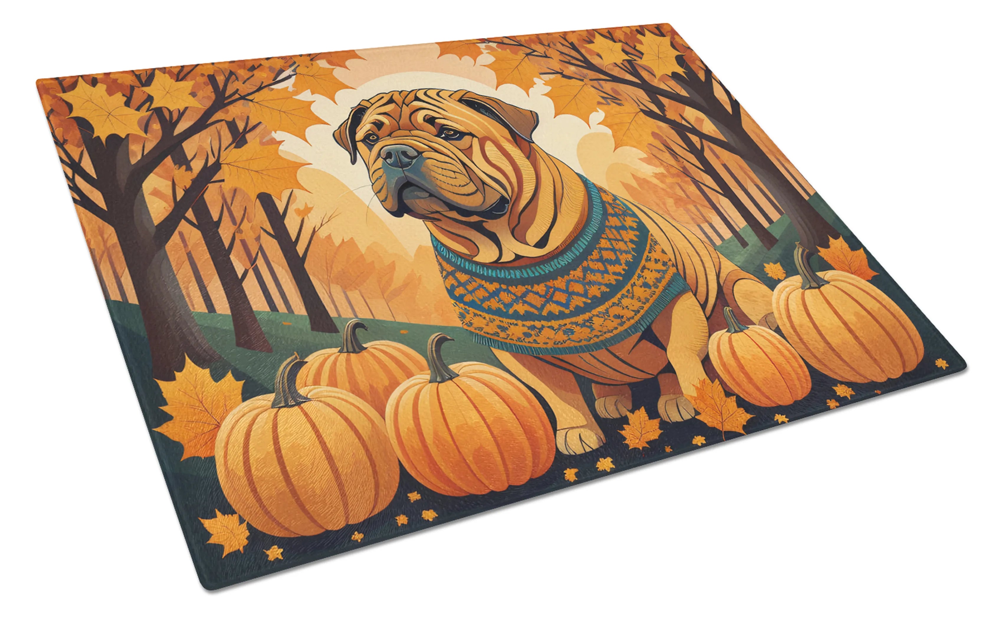 Autumn Leaves Glass Cutting Board - Size: LARGE | Pack Of: 1 | Collection name: Autumn leaves