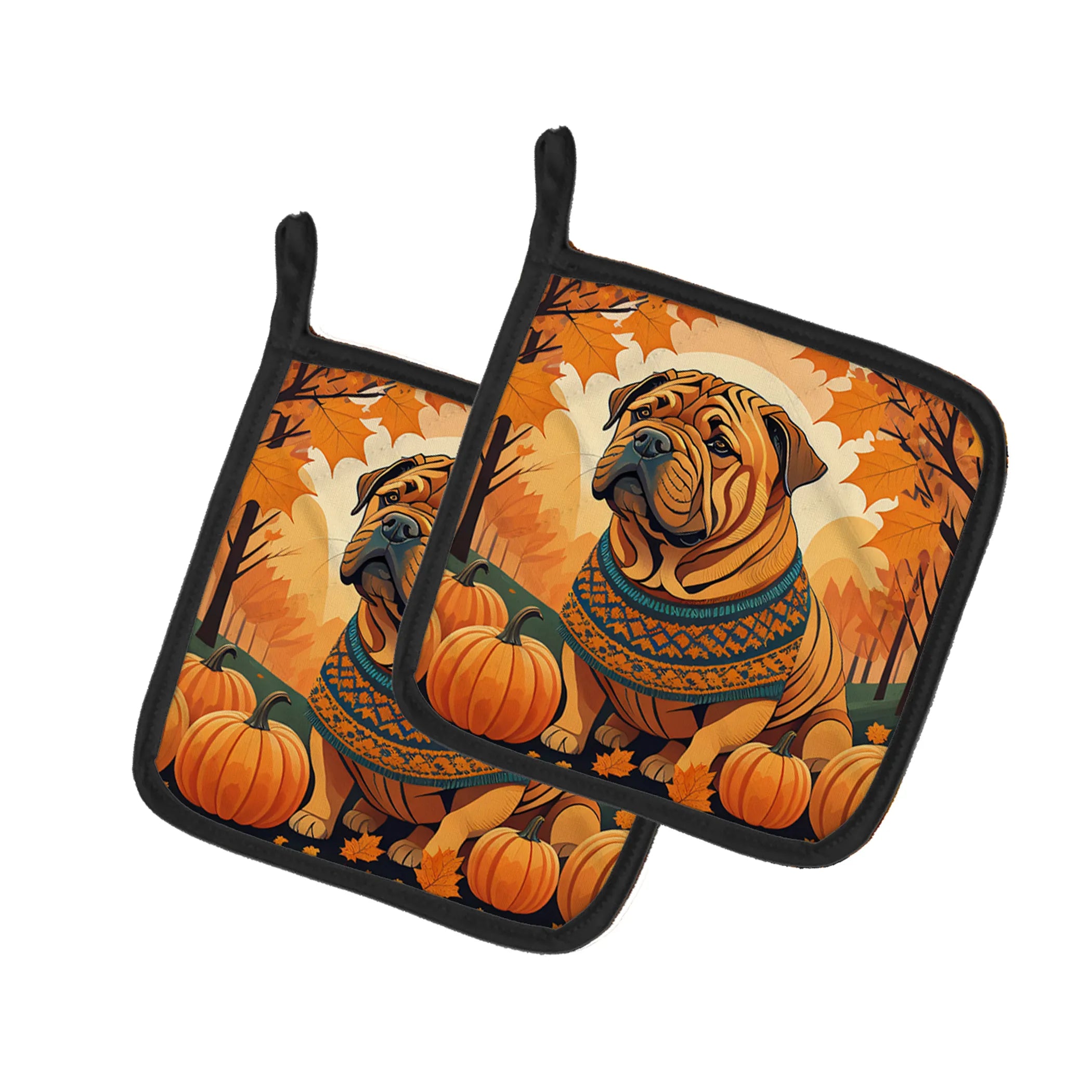 Autumn Leaves Pair of Pot Holders - Size: 7.5HX7.5W | Pack Of: 1 | Collection name: Autumn leaves