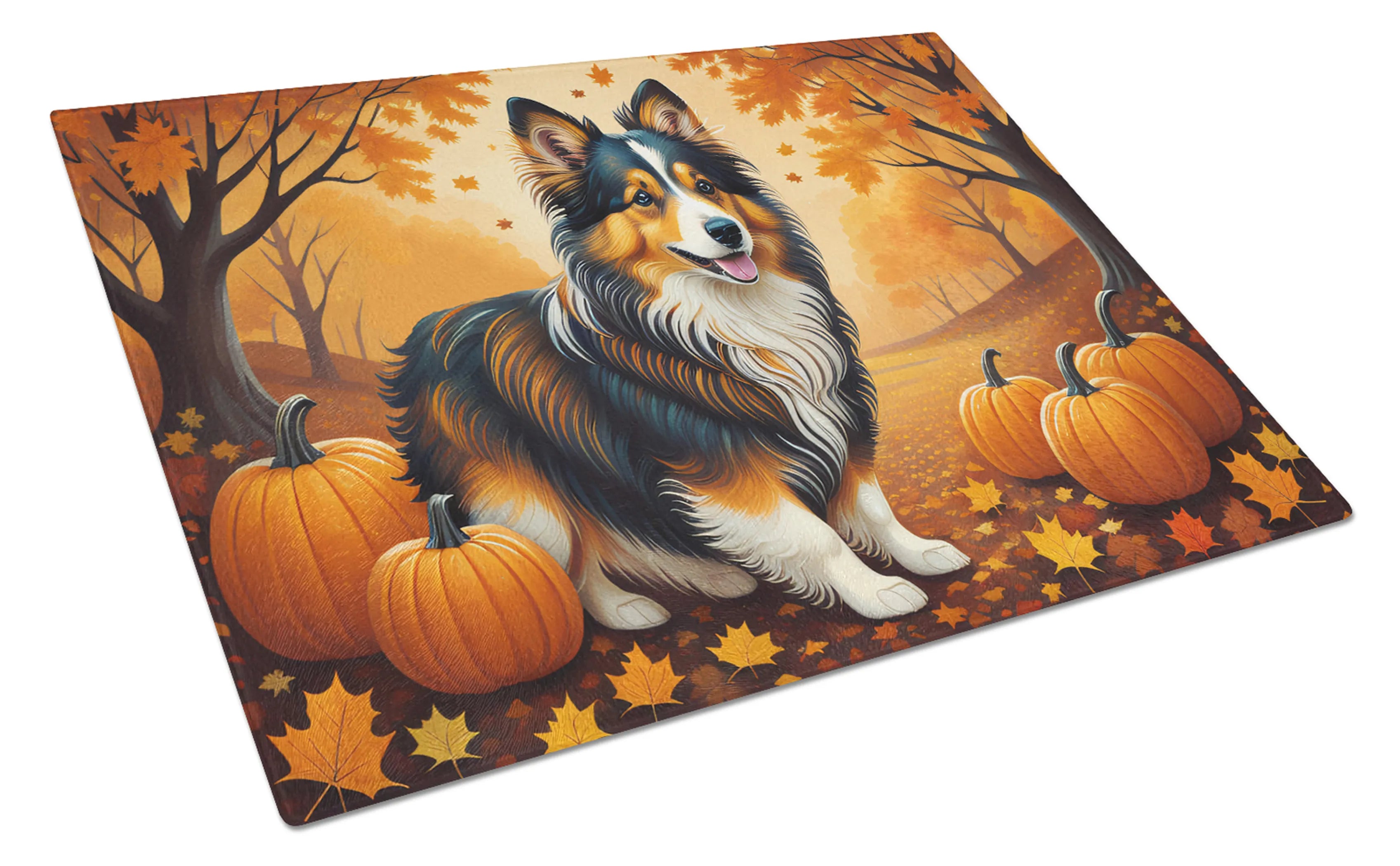 Autumn Leaves Glass Cutting Board - Size: LARGE | Pack Of: 1 | Collection name: Autumn leaves