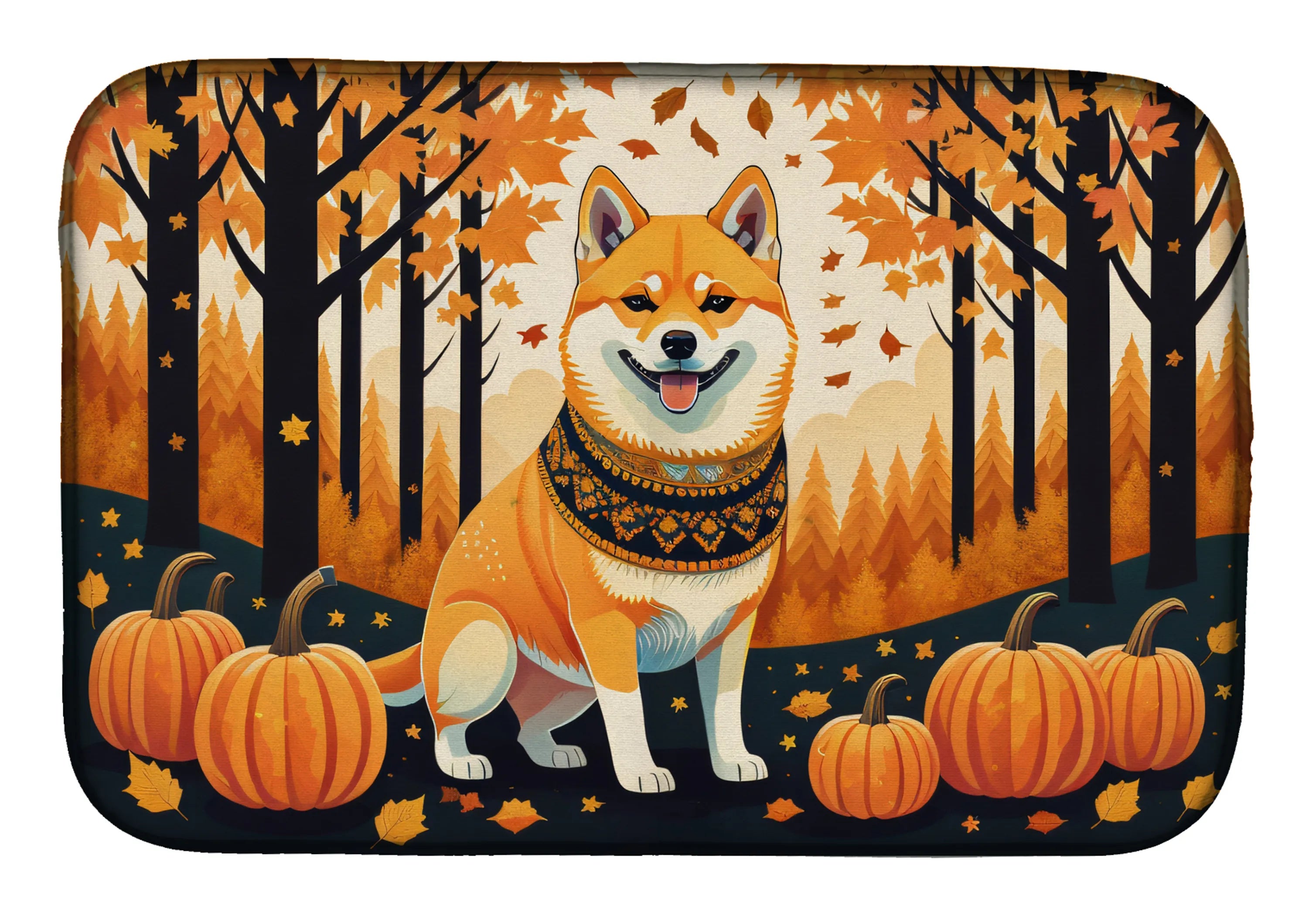 Autumn Leaves Dish Drying Mat - Size: 14  X 21" | Pack Of: 1 | Collection name: Autumn leaves