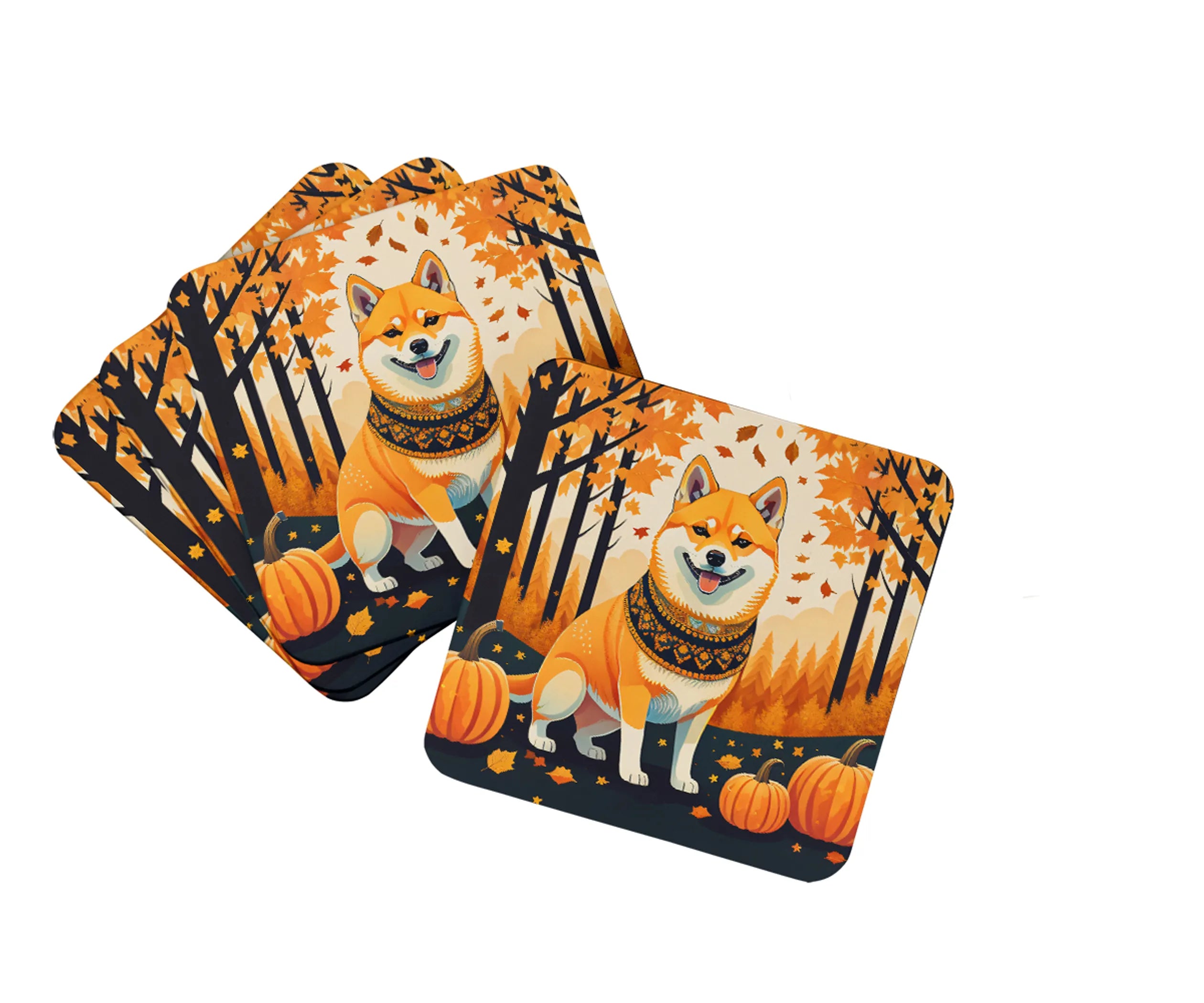 Autumn Leaves Foam Coasters - Size: 3.5 | Pack Of: 1 | Collection name: Autumn leaves