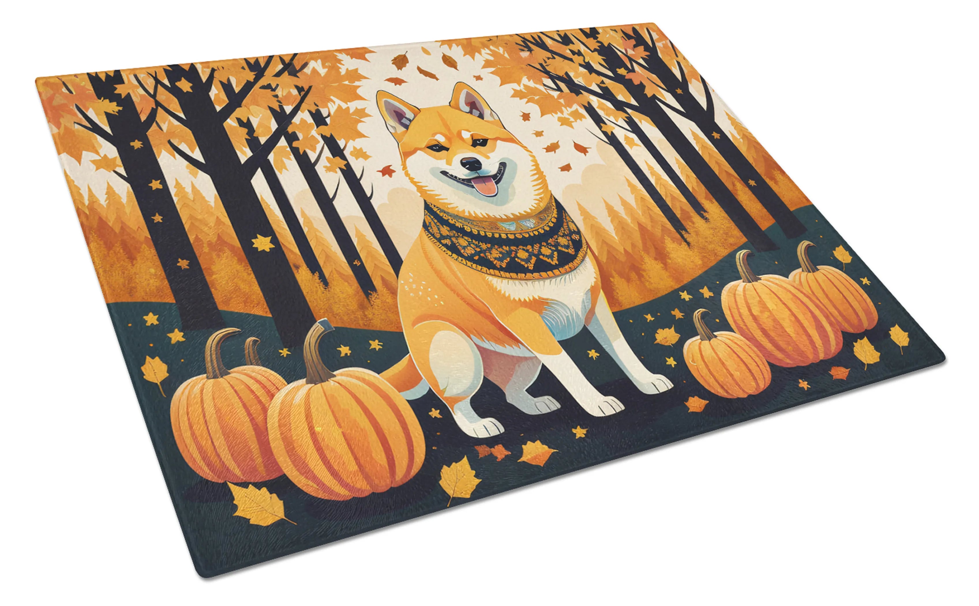 Autumn Leaves Glass Cutting Board - Size: LARGE | Pack Of: 1 | Collection name: Autumn leaves