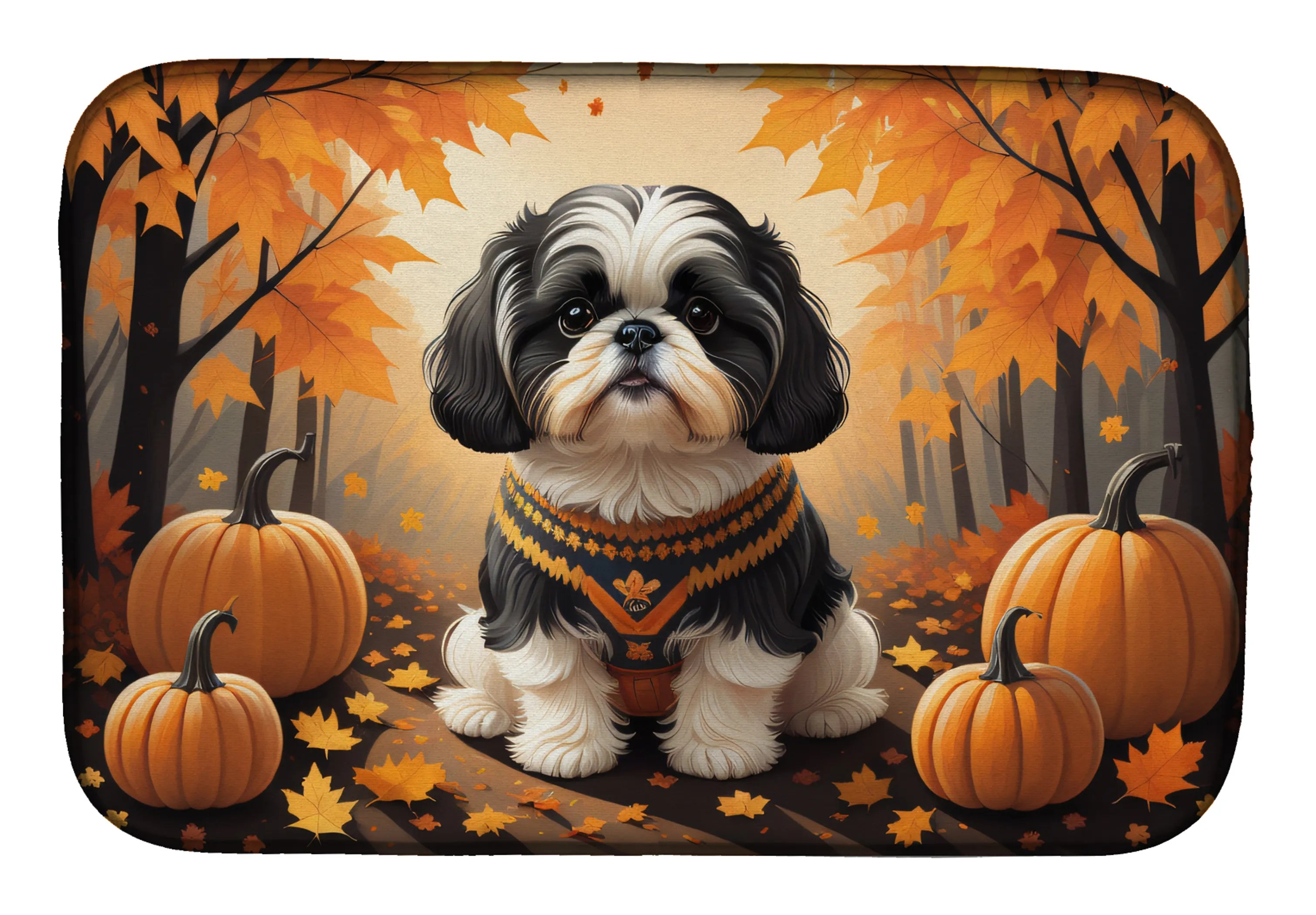 Autumn Leaves Dish Drying Mat - Size: 14  X 21" | Pack Of: 1 | Collection name: Autumn leaves