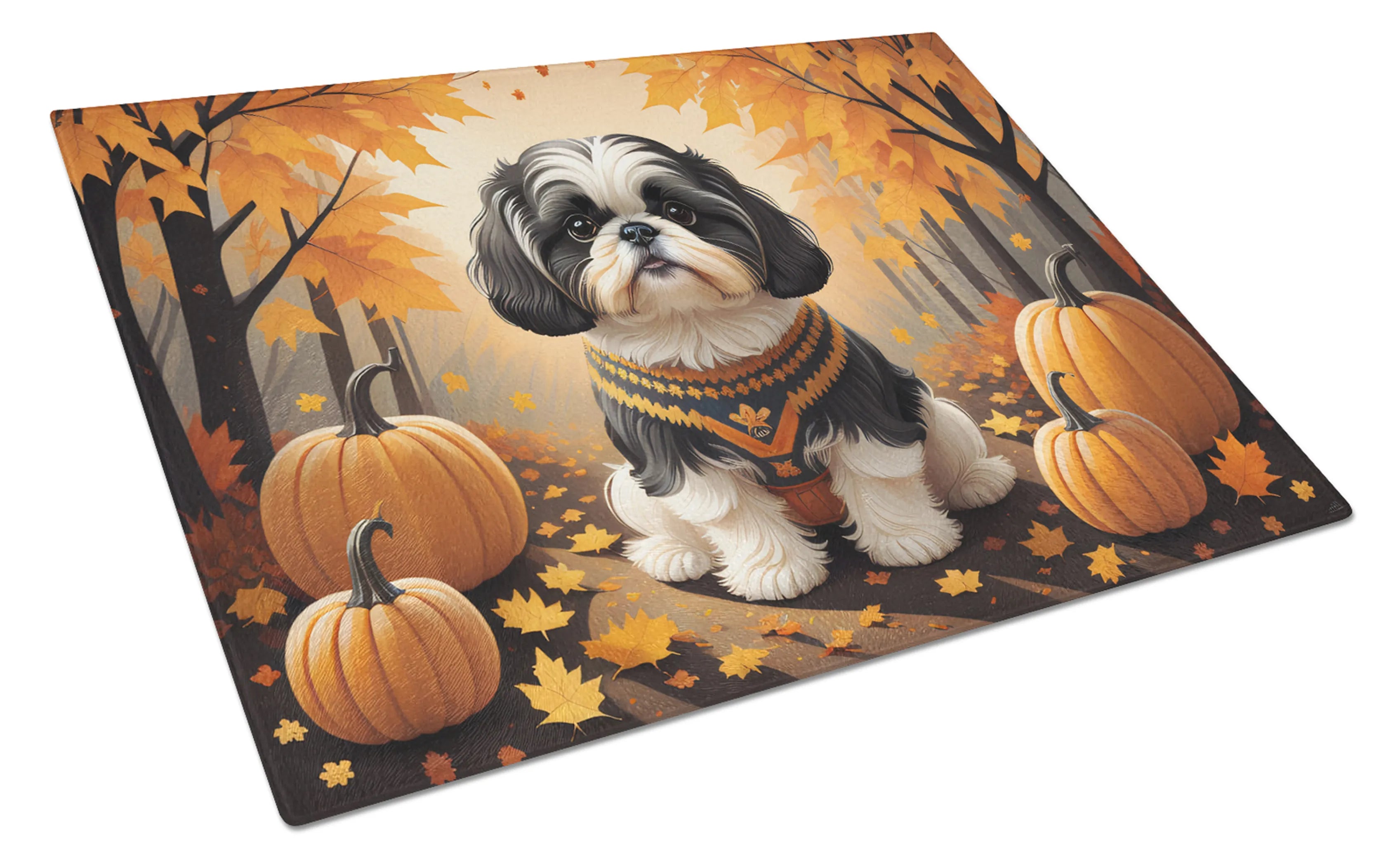 Autumn Leaves Glass Cutting Board - Size: LARGE | Pack Of: 1 | Collection name: Autumn leaves