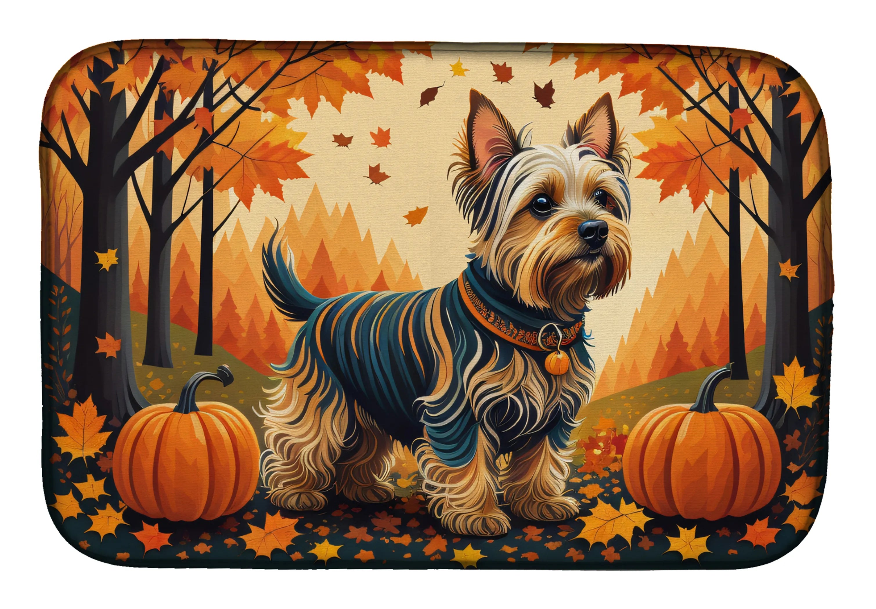 Autumn Leaves Dish Drying Mat - Size: 14  X 21" | Pack Of: 1 | Collection name: Autumn leaves