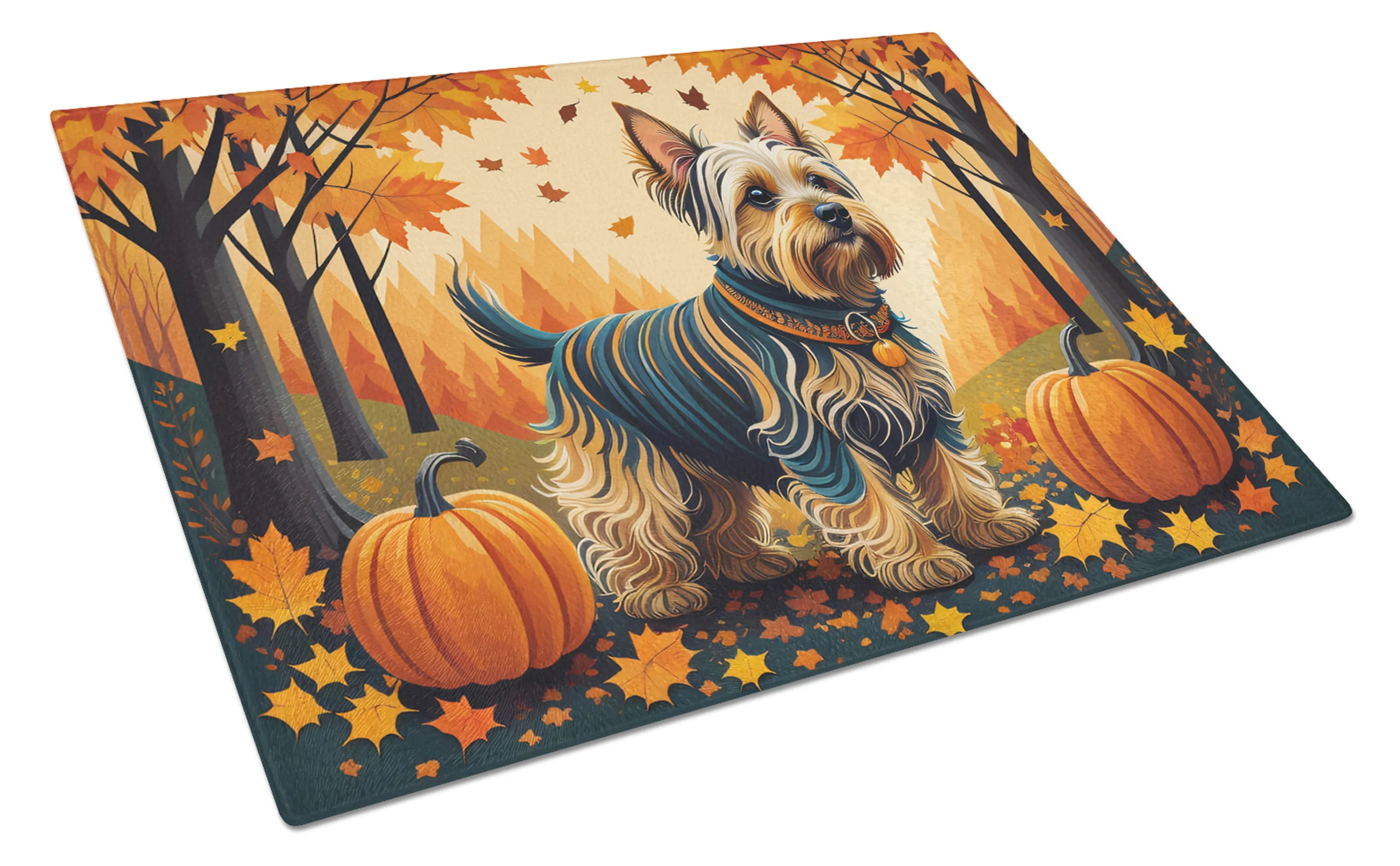 Autumn Leaves Glass Cutting Board - Size: LARGE | Pack Of: 1 | Collection name: Autumn leaves