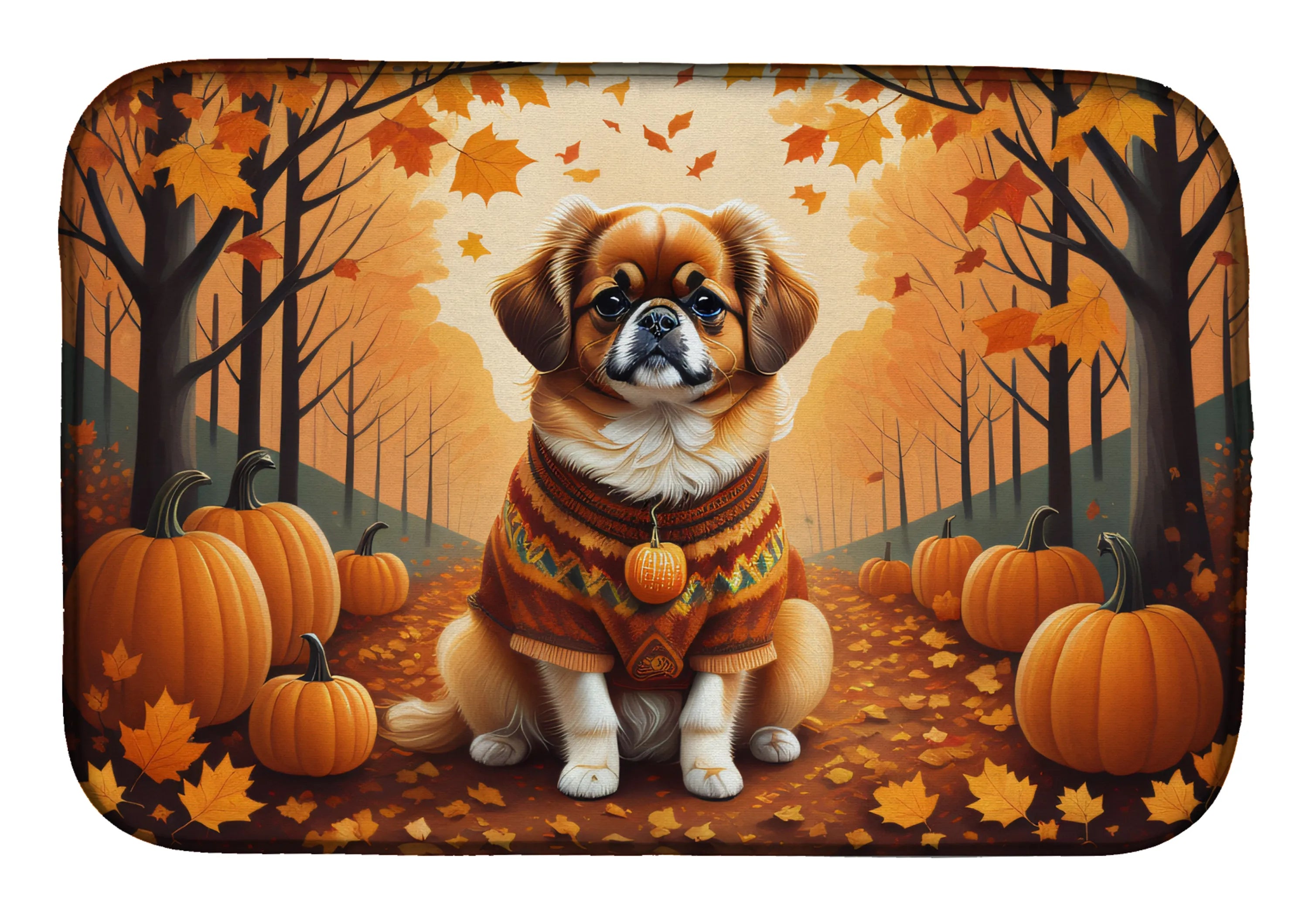 Autumn Leaves Dish Drying Mat - Size: 14  X 21" | Pack Of: 1 | Collection name: Autumn leaves